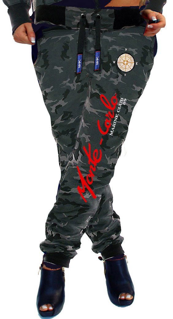 RMK Jogginghose Jogginghose Damen Trainingshose Fitnesshose Camouflage Uni Sweatpants elastischer Bund