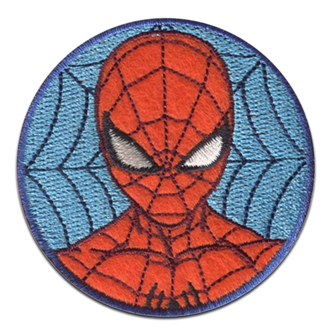 MARVEL Aufnäher Bügelbild, Aufbügler, Applikationen, Patches, Flicken, zum aufbügeln, Polyester, Spiderman Comic Kopf Netz - Größe: 5,9 x 5,9 cm