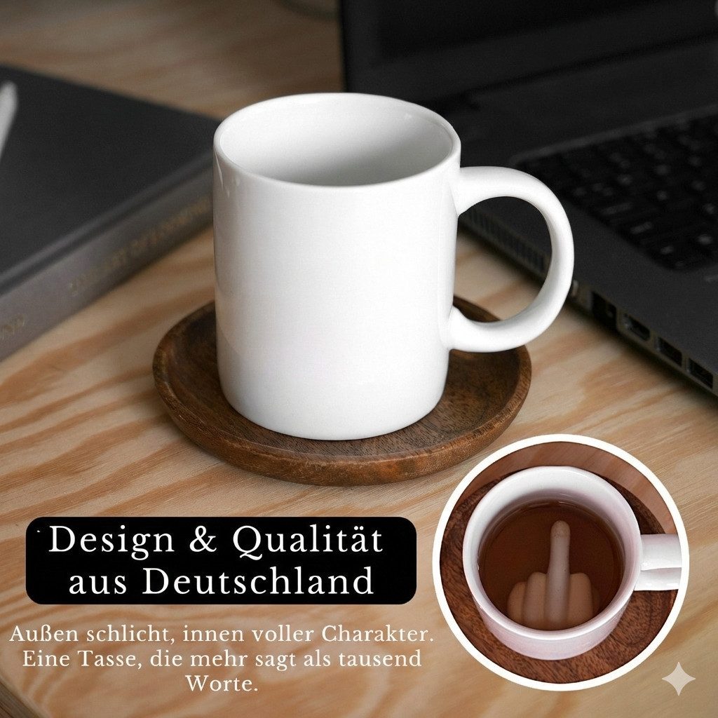 Geschenkehöhle Tasse Kaffetasse mit Mittelfinger - Spülmaschinenfest & Beidseitiger Druck, 330 ml Fassungsvermögen ideal für Kaffee, Tee oder andere Heißgetränke