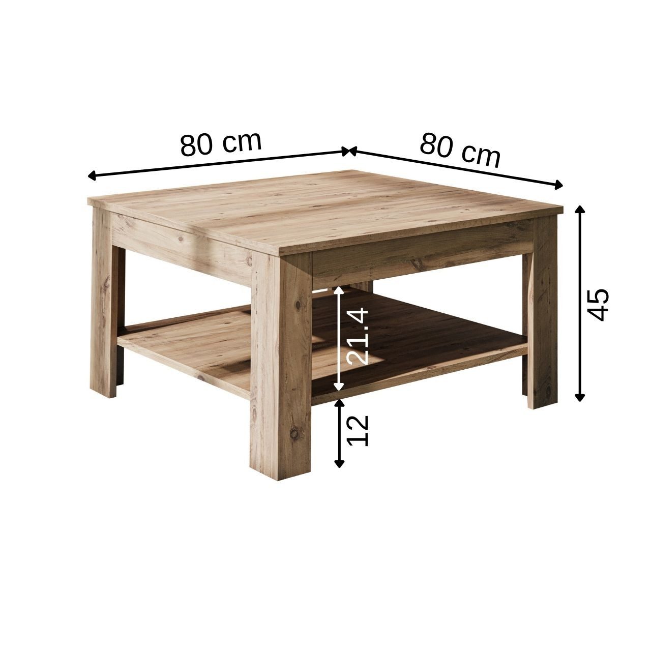 Roomart Wohnzimmertisch Couchtisch HELSINKI mit Ablageboden Wohnzimmertisch Sofatisch modern, Mit unterer Ablage, in zwei Formaten – Bild 5 von 5