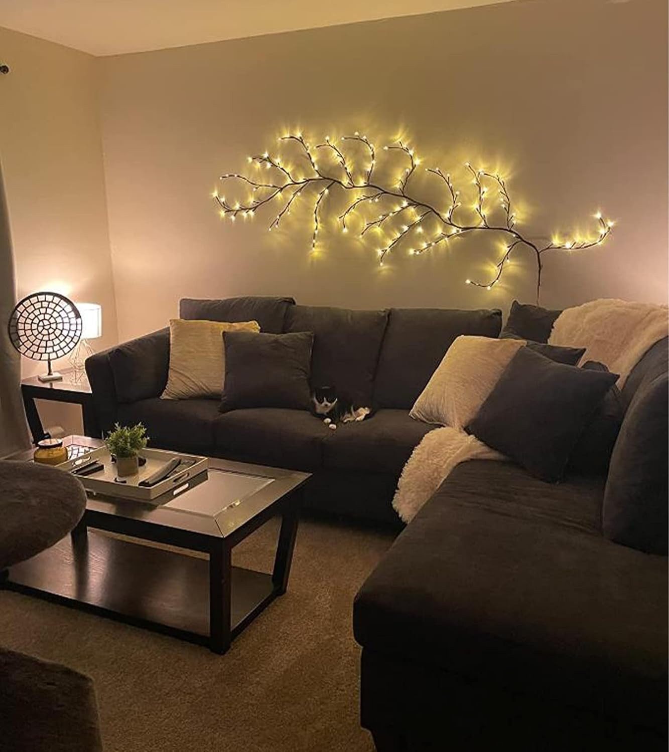 KagoLing LED-Dekofigur LED Weidenzweig 1,9m mit 96 warmweißen LEDs und 16 Zweigen (LED-Dekoration mit beleuchtetem Weidenzweig für Innenräume, 1 LED-Weidenzweig – Bild 4 von 5