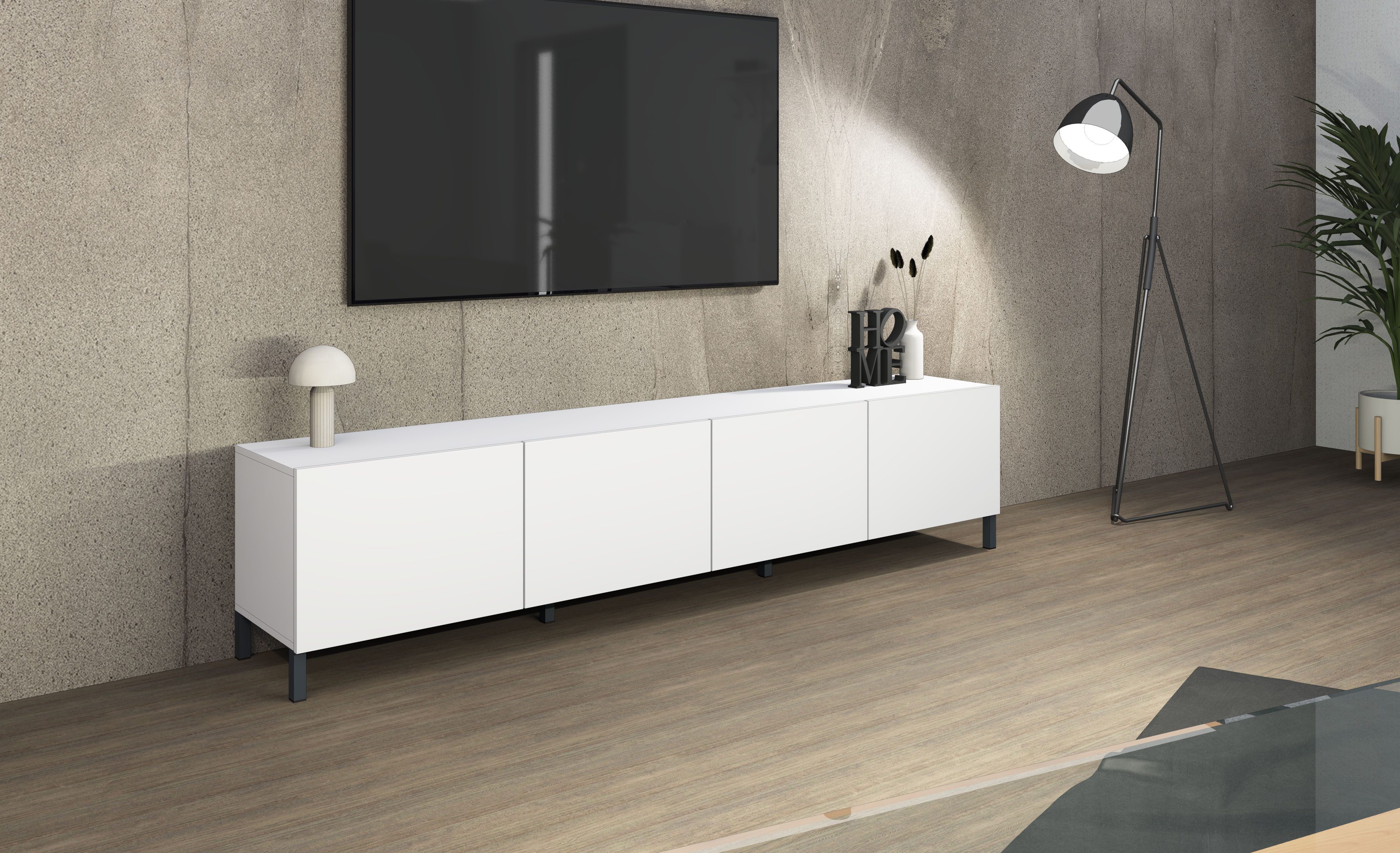 borchardt Möbel Lowboard Sophia, TV-Schrank mit Metallfüßen, Breite 200 cm, 4-türig, Design Made in Germany