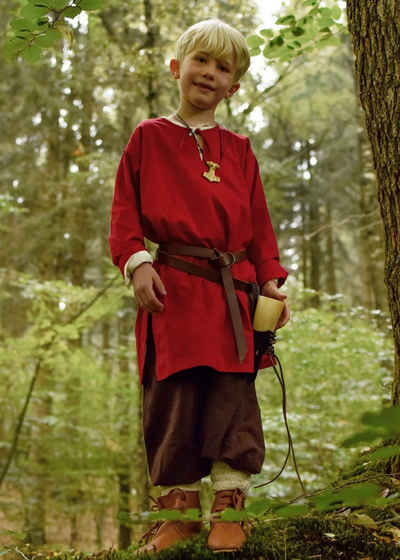 Battle Merchant Ritter-Kostüm Langärmelige Mittelalter-Tunika / Leibhemd Arn für Kinder, rot