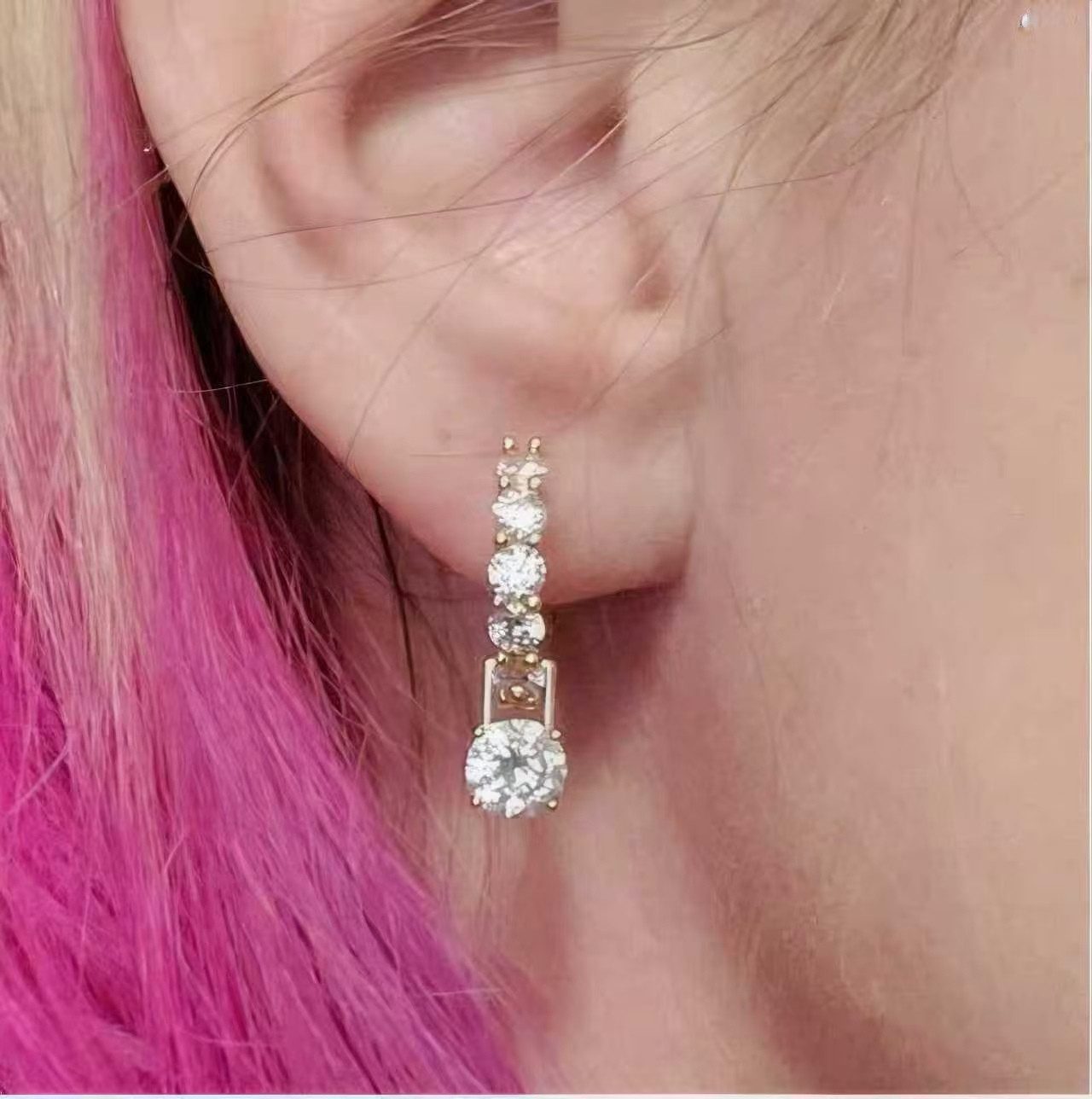 Jumpeak Paar Ohrhänger Diamantohrringe,ohrringe gold hängend,ohrringe herren,ohrringe damen, 0.5ct D vs1 liebes geschenk für sie,schulabschluss geschenk