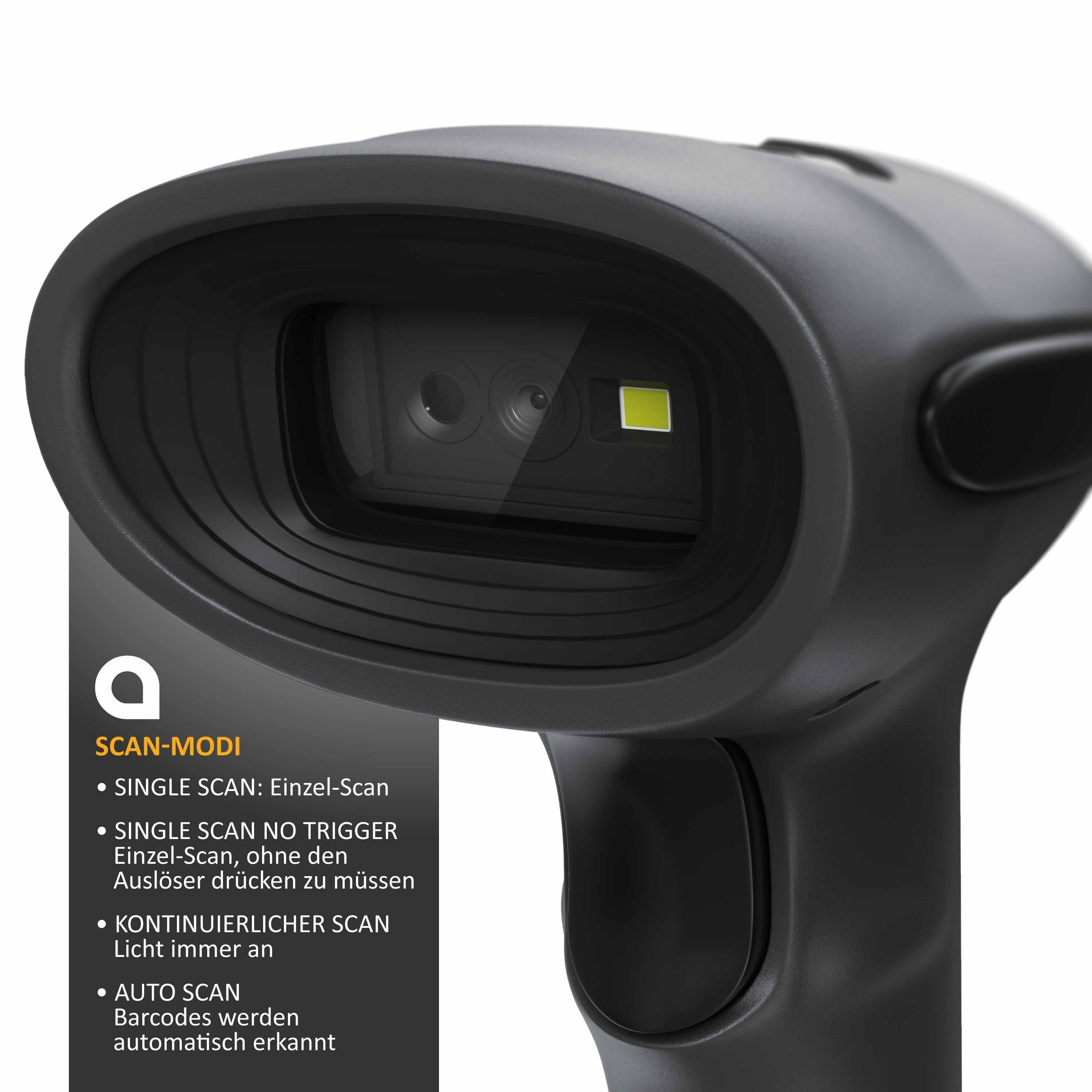 Aplic Funk Barcode-Scanner 2D – 2000 MAh Akku, QR, PDF417, DataMatrix, Schwarz