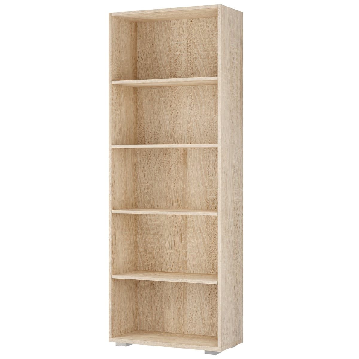 Casaria Bücherregal Vela, Eiche Holz 5 Fächer 190x60x28cm Wand Standregal Büroregal für Ordner