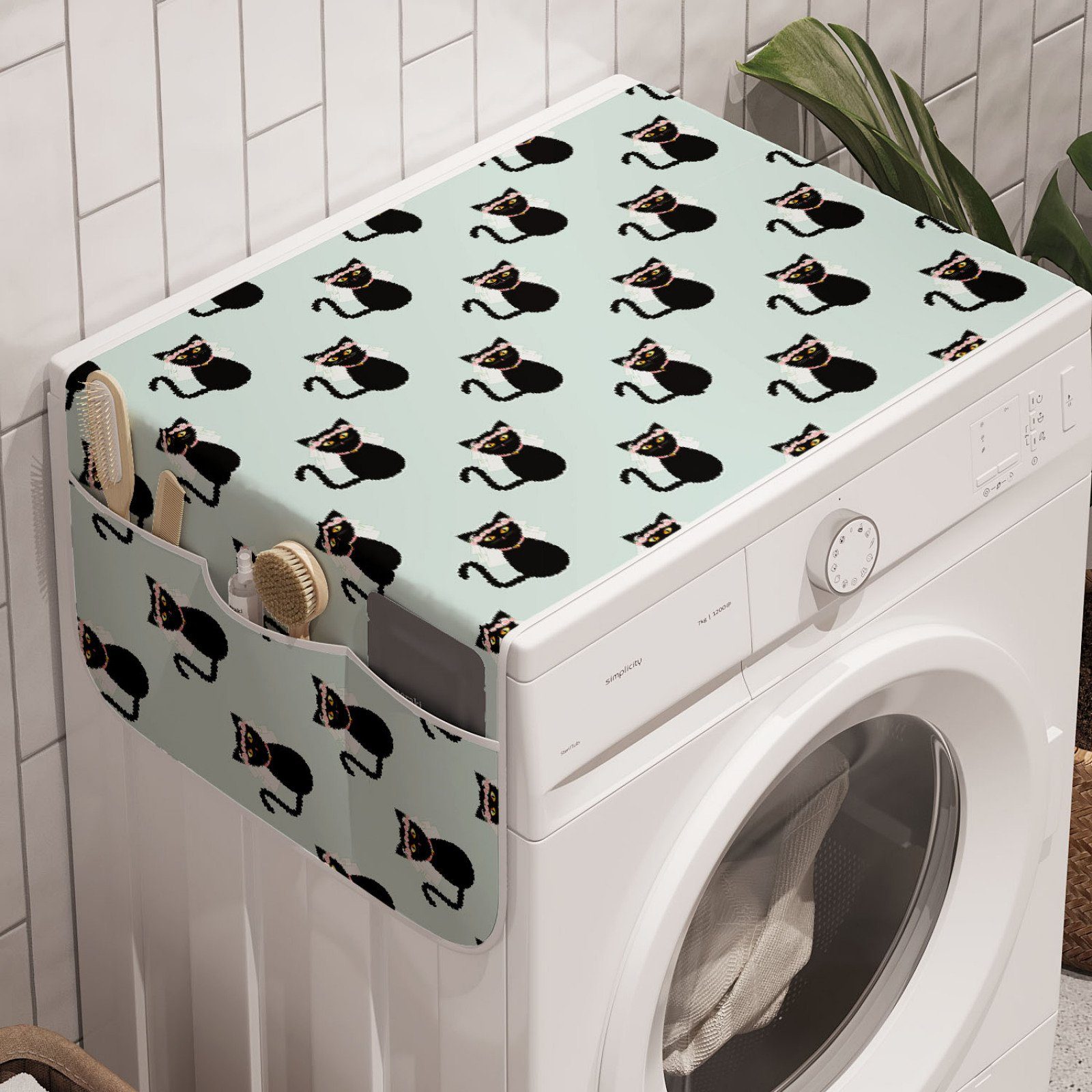 Waschmaschine Kitten Abakuhaus Wiederholung für Anti-Rutsch-Stoffabdeckung Katze Badorganizer und Braut Trockner, Lustige