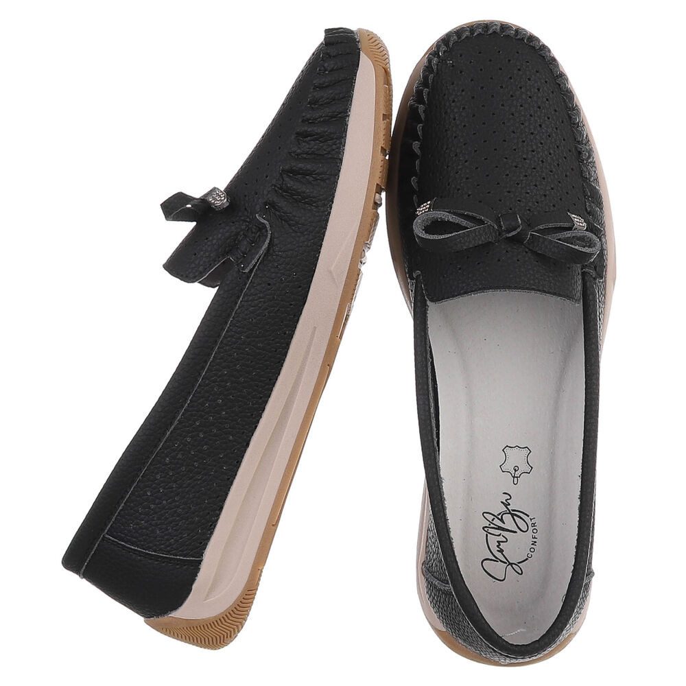 Ital-Design Komfortabler Slipper mit durchlochten Details für Damen Slipper (91409664) Flach Mokassins in Schwarz