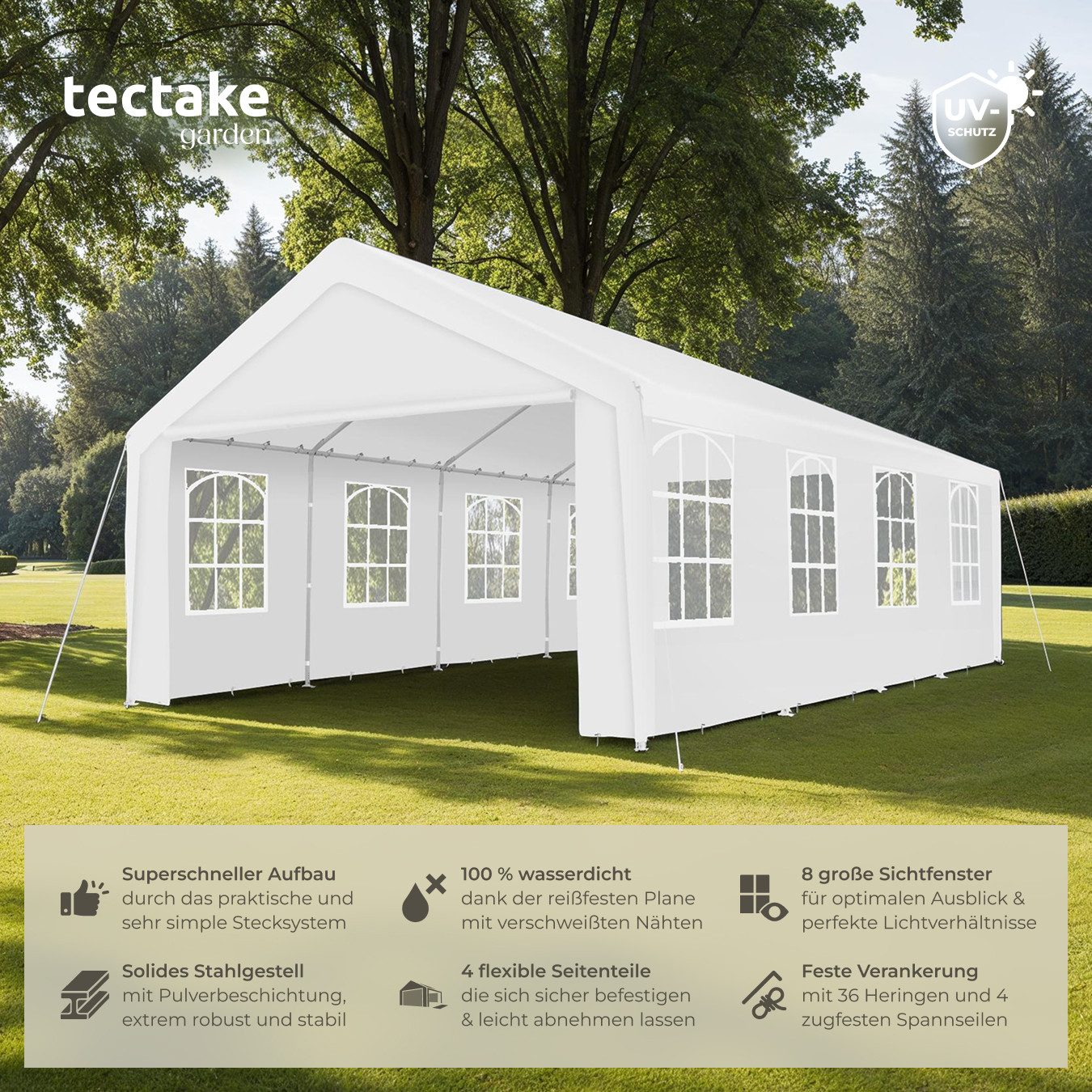 tectake Pavillon Partyzelt, mit 4 Seitenteilen, günstig online kaufen