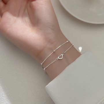 SOTOR Silberarmband Love Silber Armband Hohlperlen Herzform Armband (Länge verstellbar, inklusive Geschenkbox)
