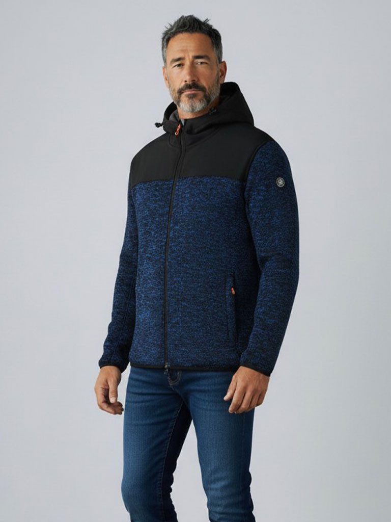 Blue Wave Fleecejacke Ole Herren Fleecejacke Ole mit Kapuze - Jacke in Melange Strickoptik