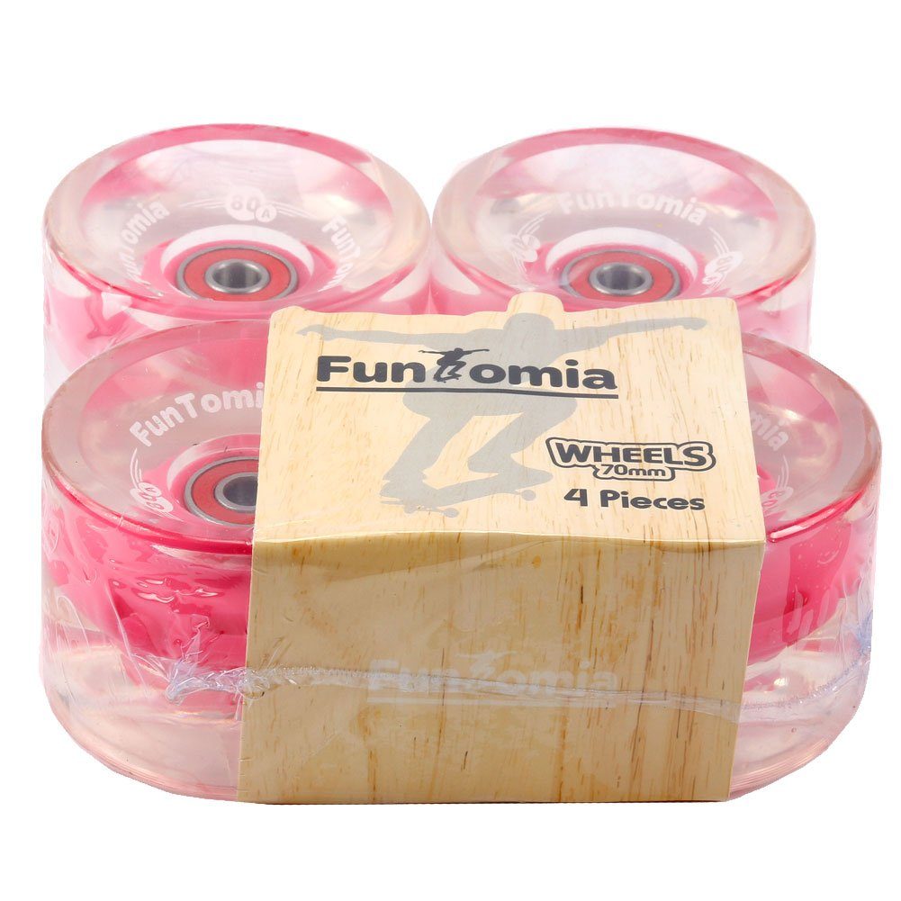 Wheels) Mach1® und Longboard/Skateboard FunTomia Magnet LED Stück Rollen 70x51mm inkl. (Big 4 pink FunTomia Kugellager 80A Spacer 80A Longboard in Rollenhärte (LED)