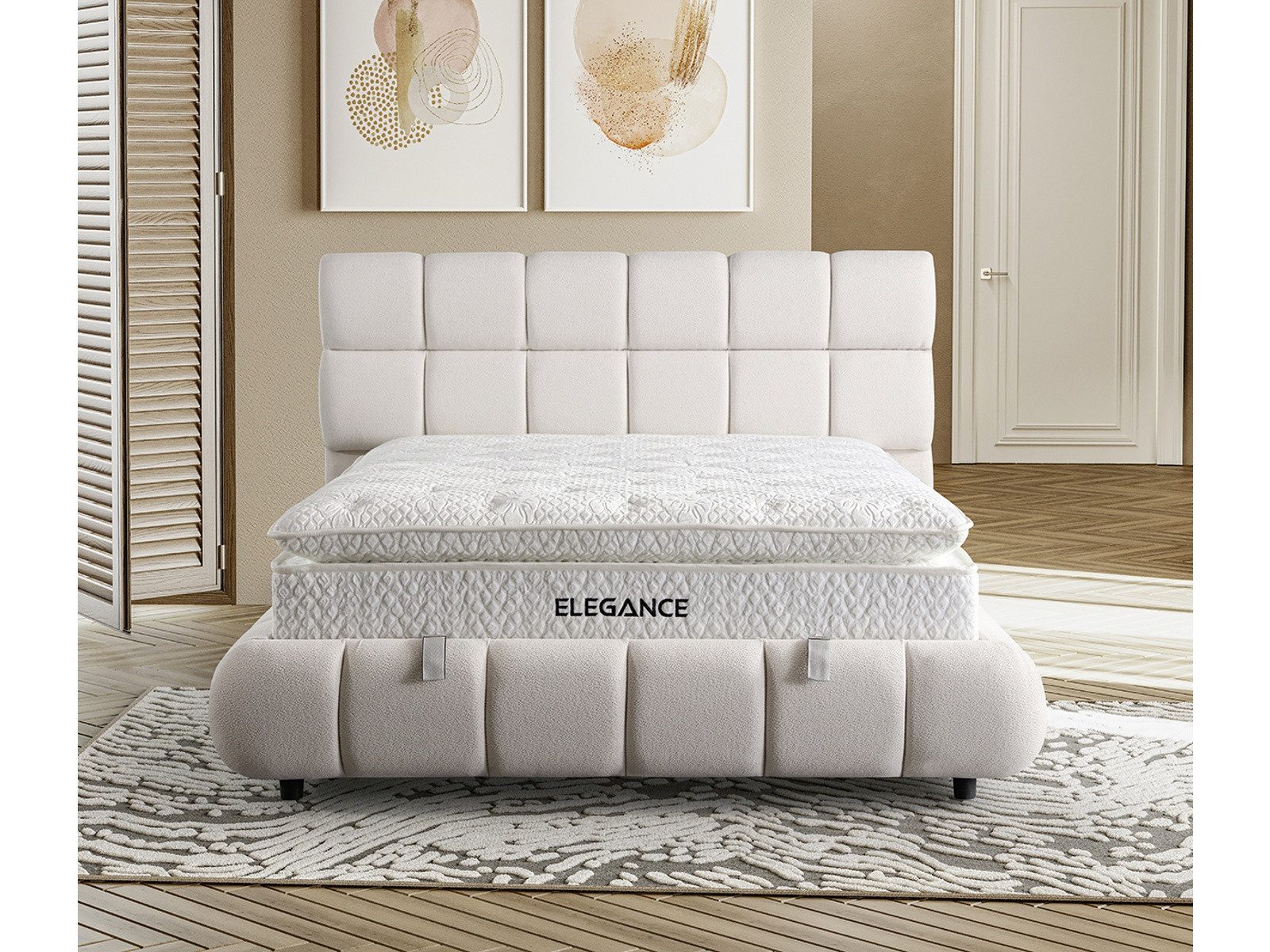 Villa Möbel Boxspringbett Elegance Plus (Bett (ohne Matratze), Liegefläche 180x200), Bettkasten mit XXL Stauraum und Gasdruckfedern für einfache Handhabung