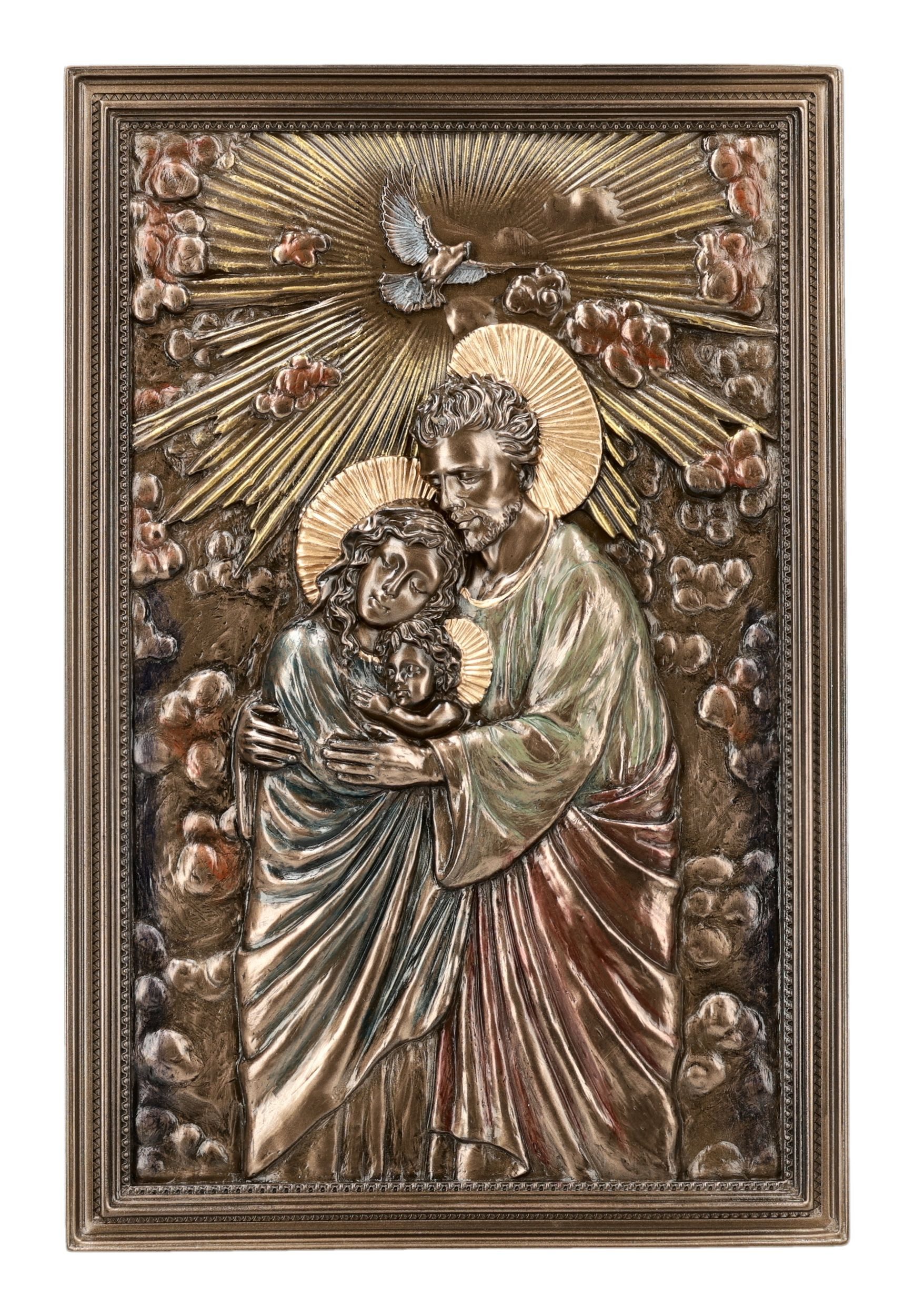 Figuren Shop GmbH Wanddekoobjekt Heilige Familie Wandrelief – Veronese Statue bronziert coloriert 23 cm