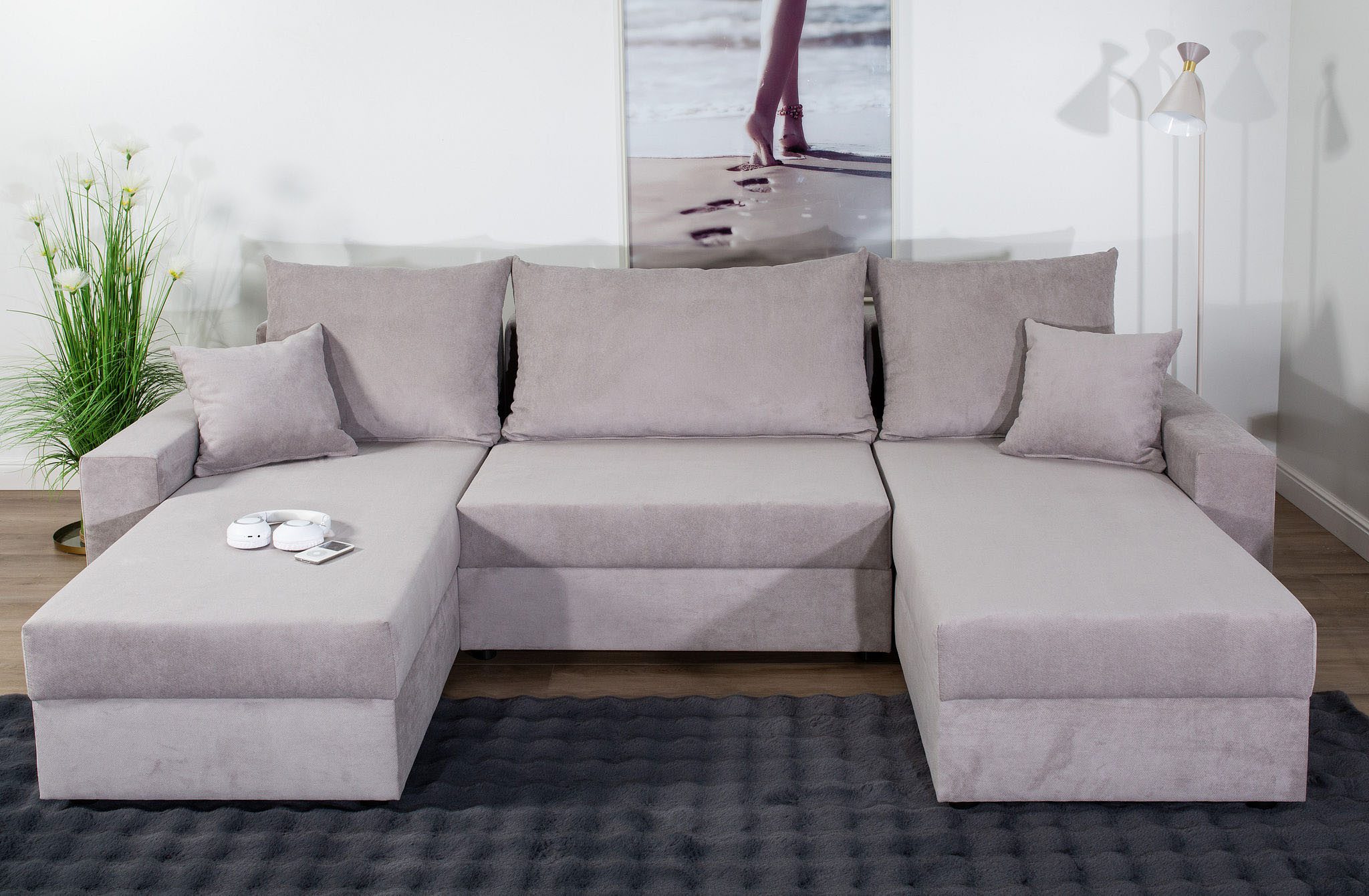 COLLECTION AB Wohnlandschaft Pico U-Form, B: 252 cm, Schlaffunktion, Bettkasten & 2 Zierkissen
