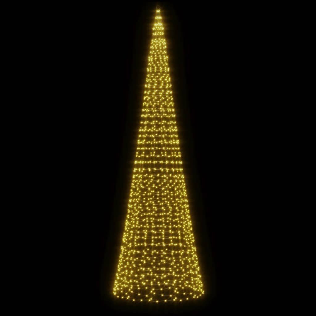 vidaXL Dekolicht 500 cm LED-Weihnachtsbaum für Fahnenmast 1534 LEDs Warmweiß 500 cm Auß