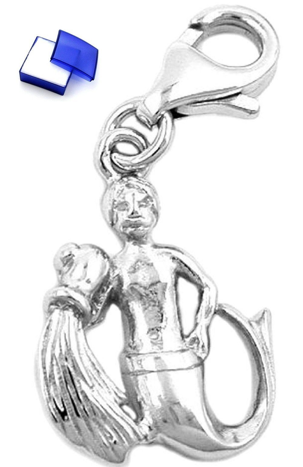 unbespielt Sternzeichenanhänger Kettenanhänger rhodiniert Damen Sternzeichen 925 Herren Silberschmuck 16 glänzend Schmuckbox, Silber für x 12 Charm inkl. Anhänger Wassermann mm und