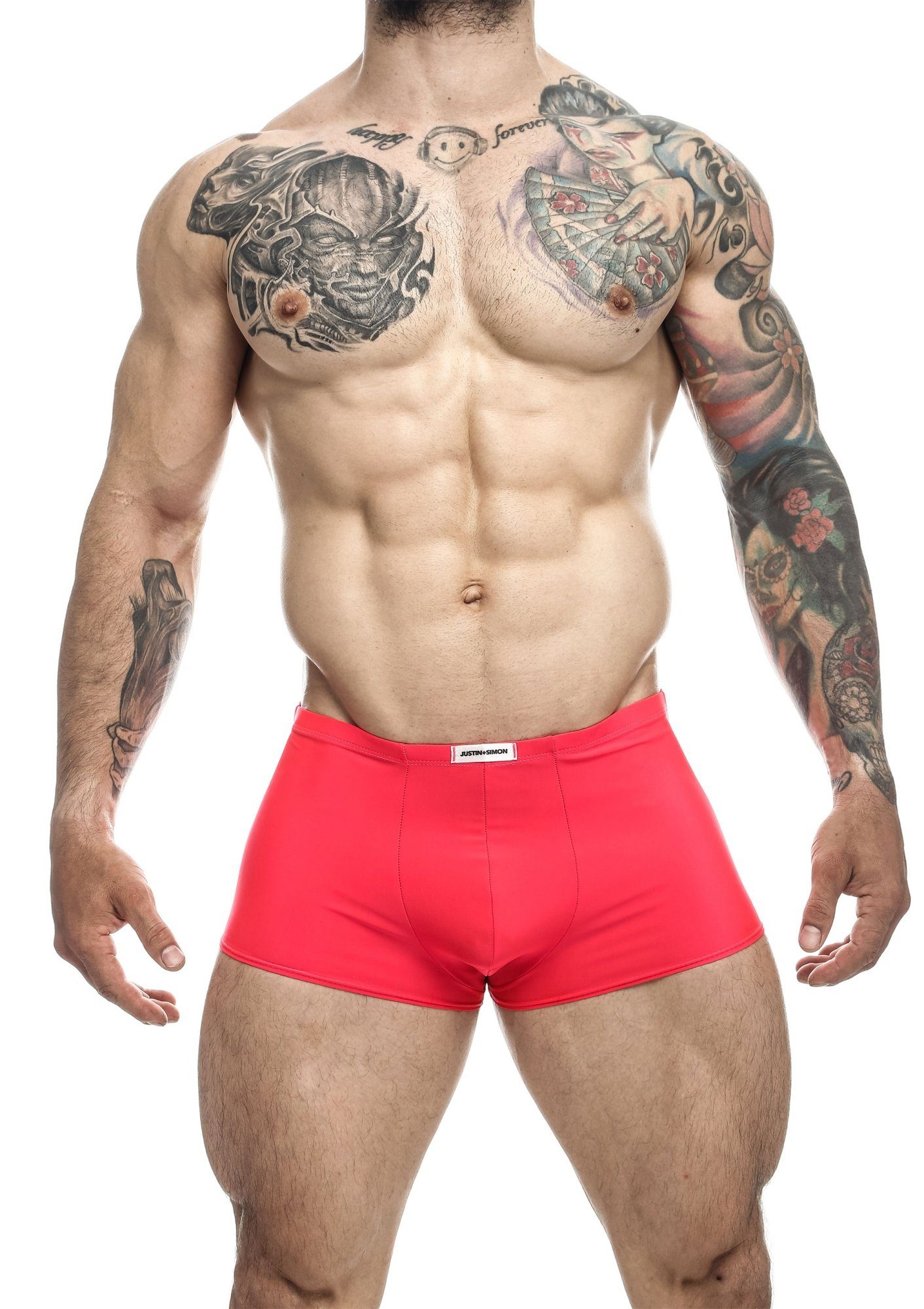 Justin + Simon Boxershorts Classic Boxershorts - neon rot (1-St) Badeshorts