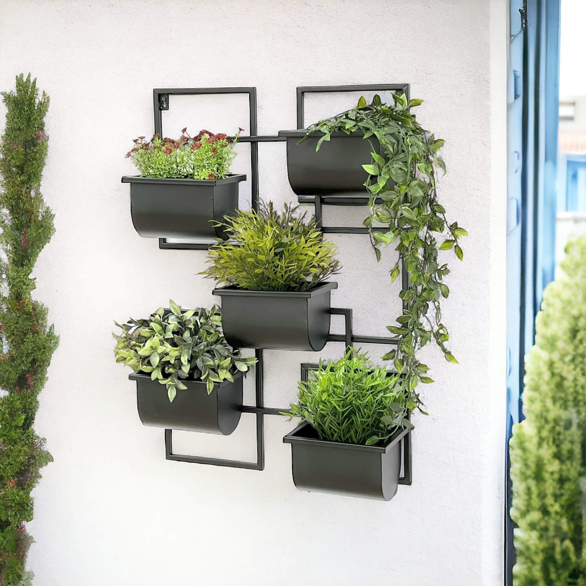 DanDiBo Blumenständer Kräuterregal Küche Wand Metall Schwarz 96525 Blumenregal Wandregal