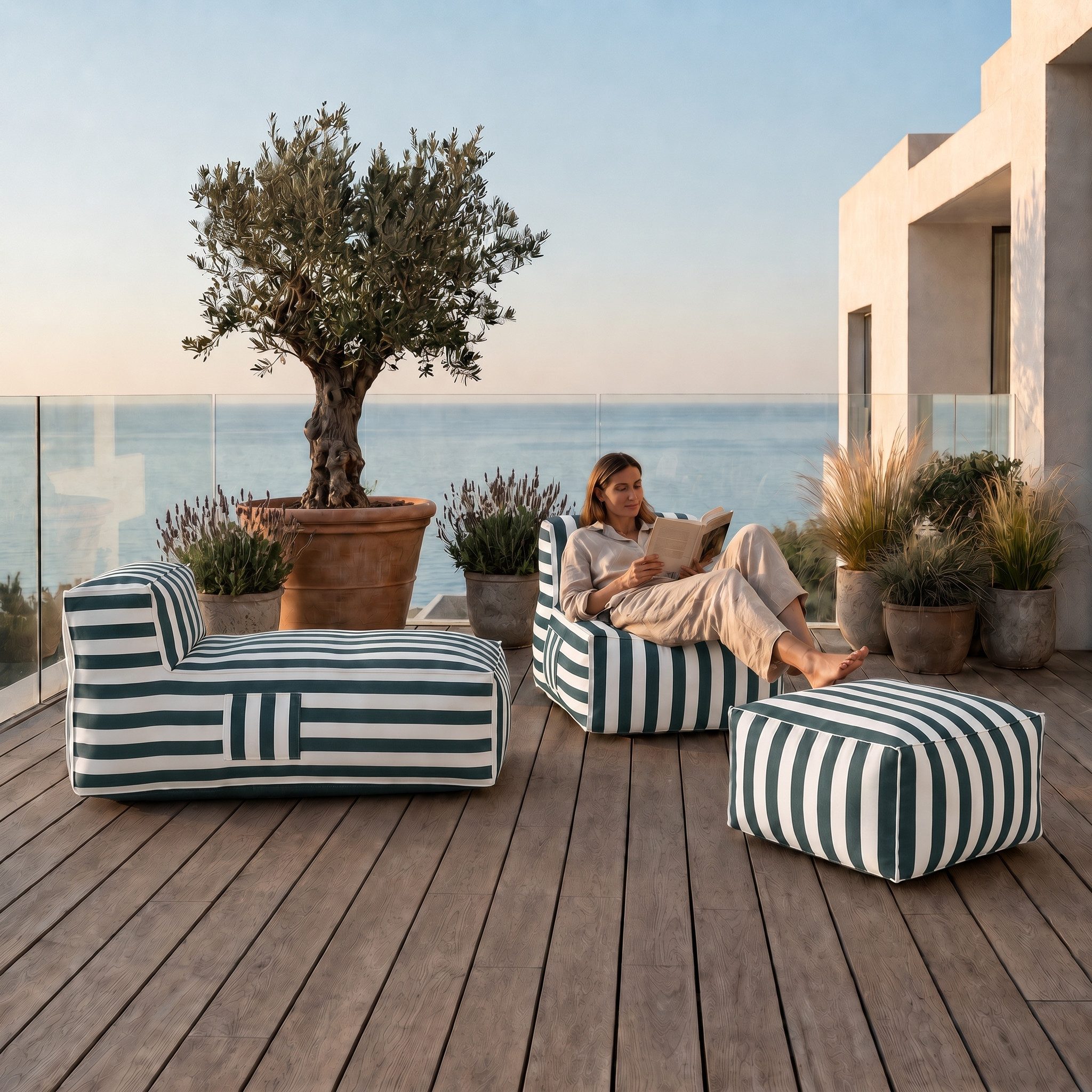 Muffo Gartenlounge-Set SOFT SET 2, (Set), mit Schaumstoffgranulat-Füllung, wasserabweisend, UV-beständig
