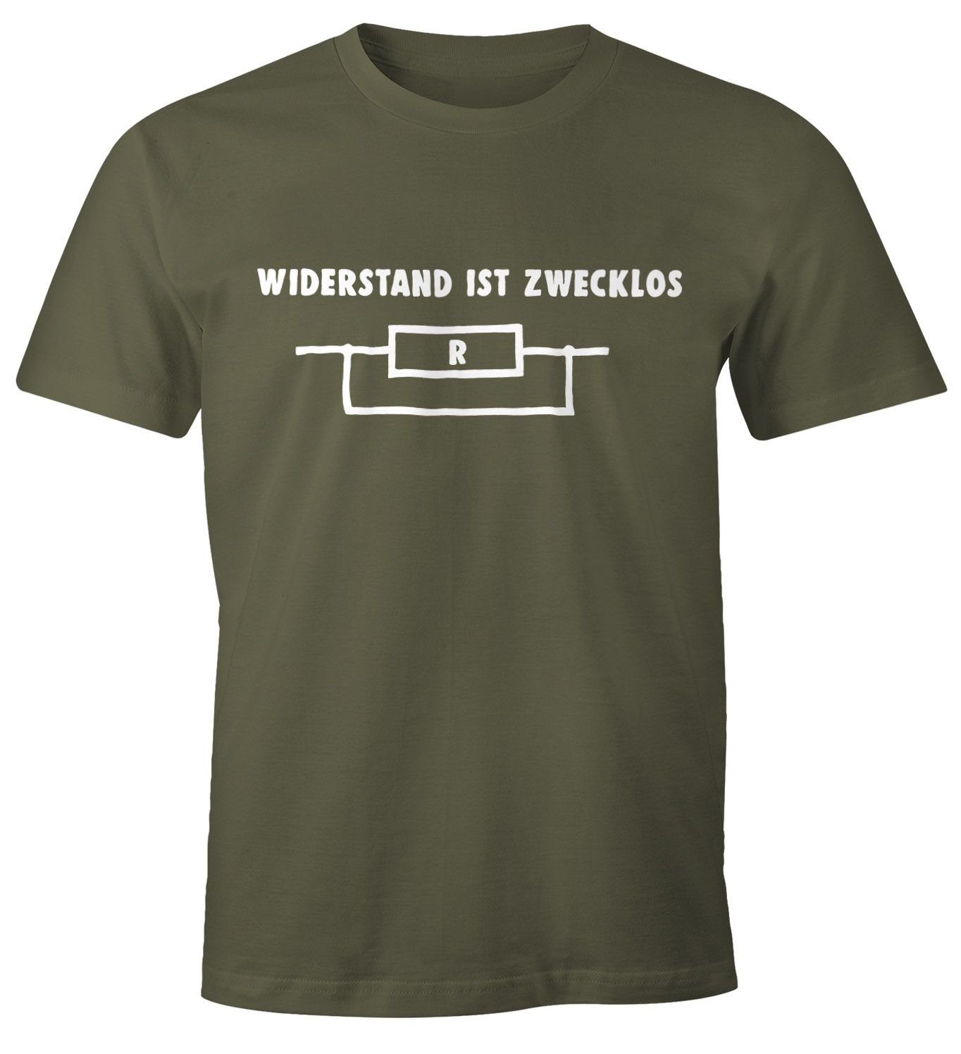 MoonWorks Print-Shirt ist Moonworks® Shirt Widerstand Herren T-Shirt zwecklos mit grün Print