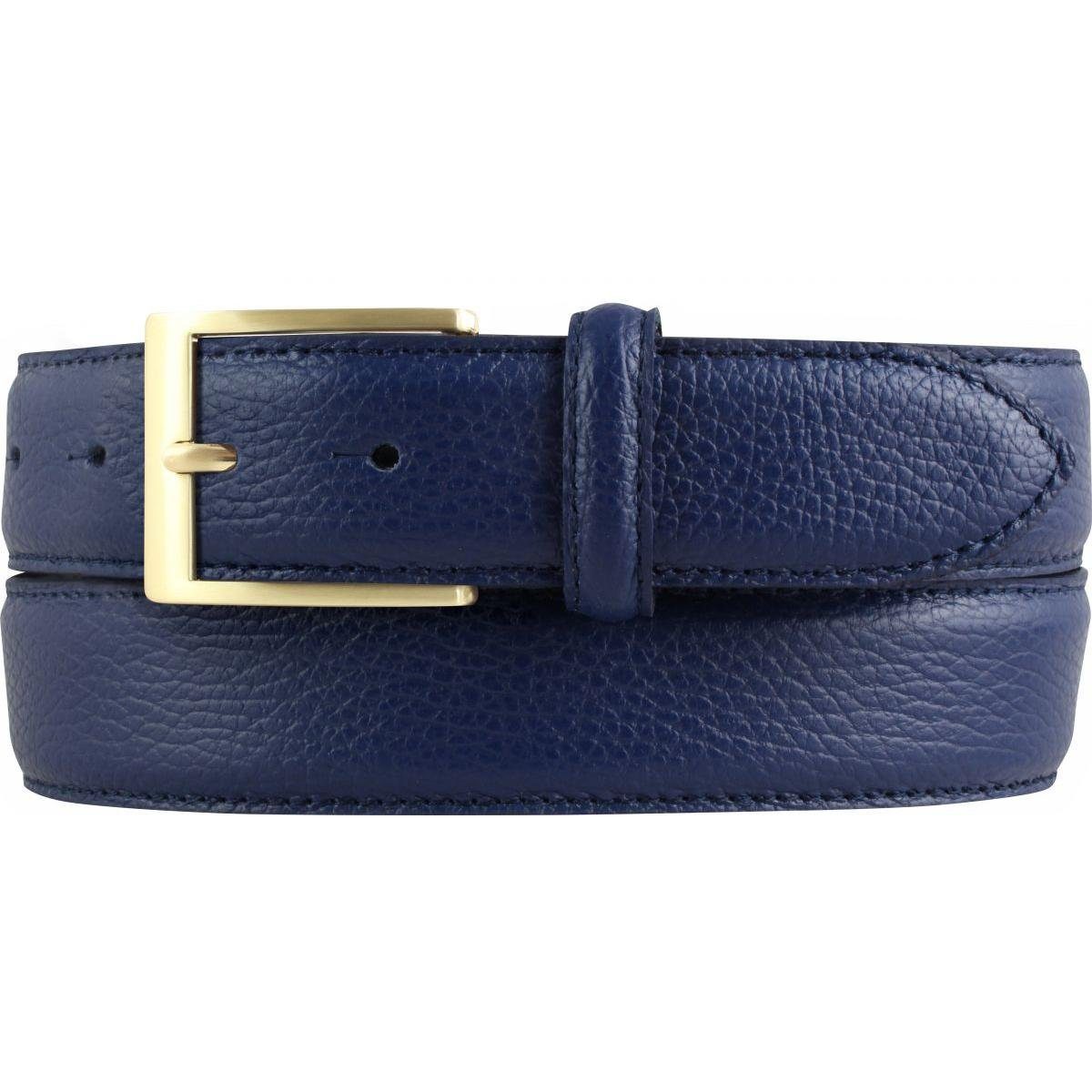 BELTINGER Ledergürtel Italienischer Anzug-Gürtel, Blau, breit, Herren, 35 Gold mm Hosengür Anzuggürtel