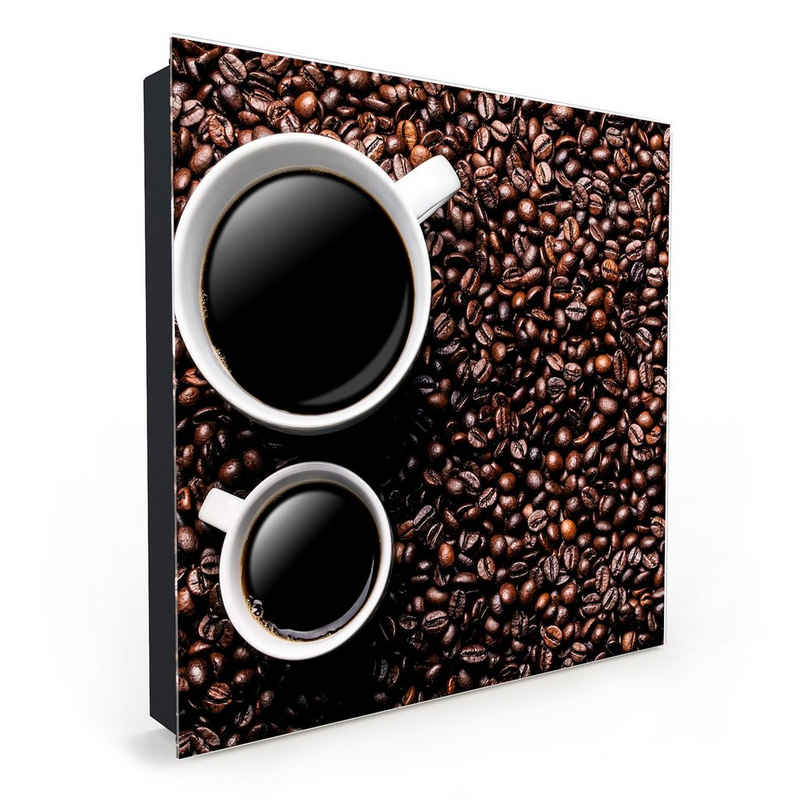 Primedeco Schlüsselkasten Magnetpinnwand mit Glasfront Kaffeetassen gross und klein (1 St)