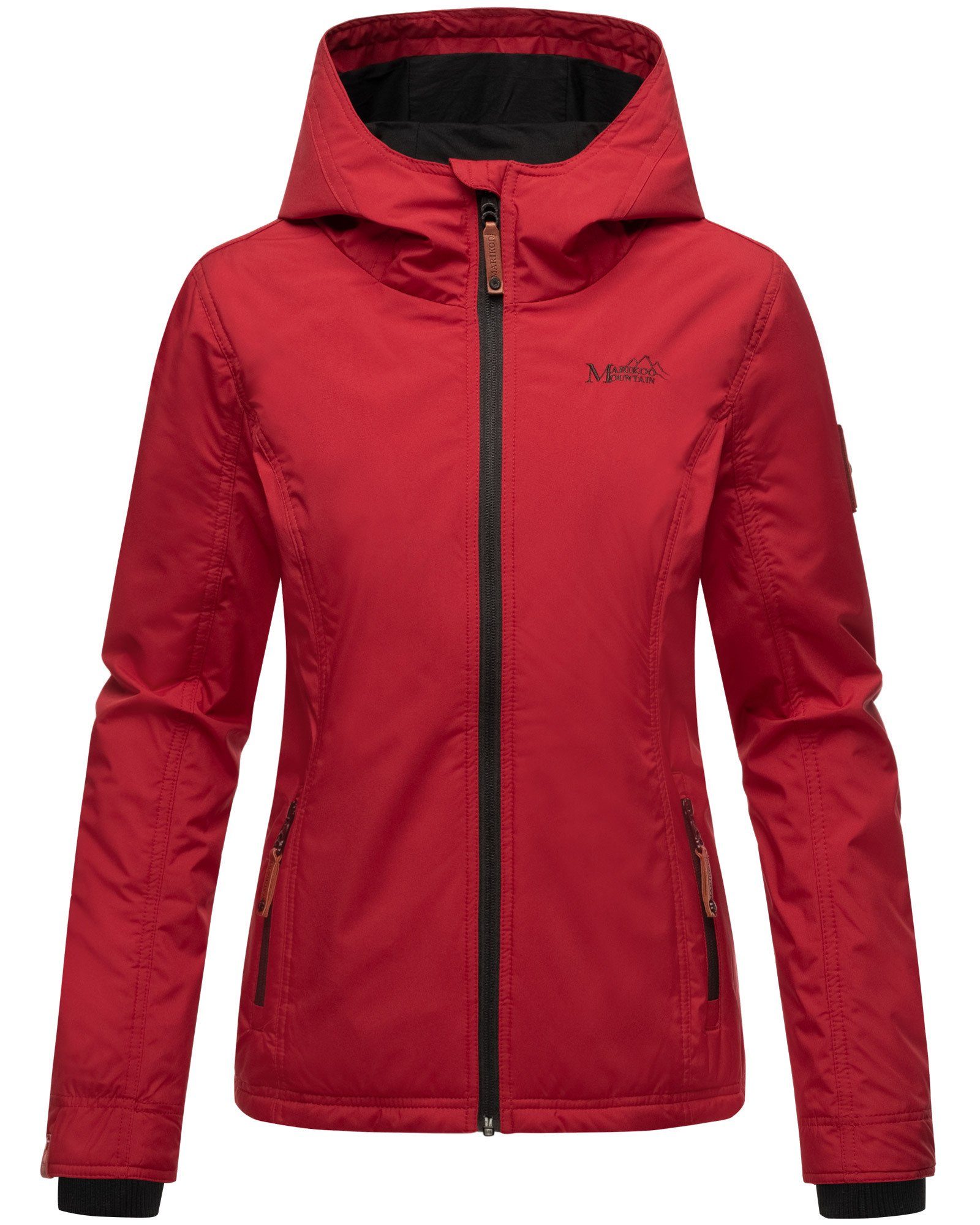 Outdoorjacke Dark Kapuze Red sportliche Übergangsjacke Brombeere mit Marikoo