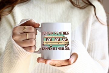 Youth Designz Tasse Ich bin Rentner Campen ist mein Job Kaffeetasse Geschenk, Keramik, mit lustigem Motiv