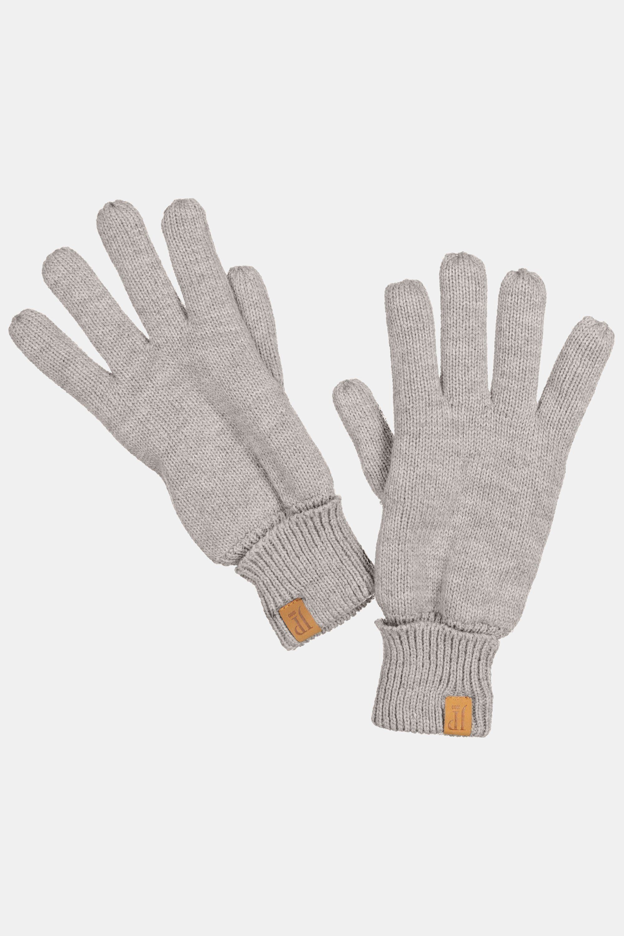JP1880 Strickhandschuhe Handschuhe melange Fleecefutter grau JP1880-Logo Strick
