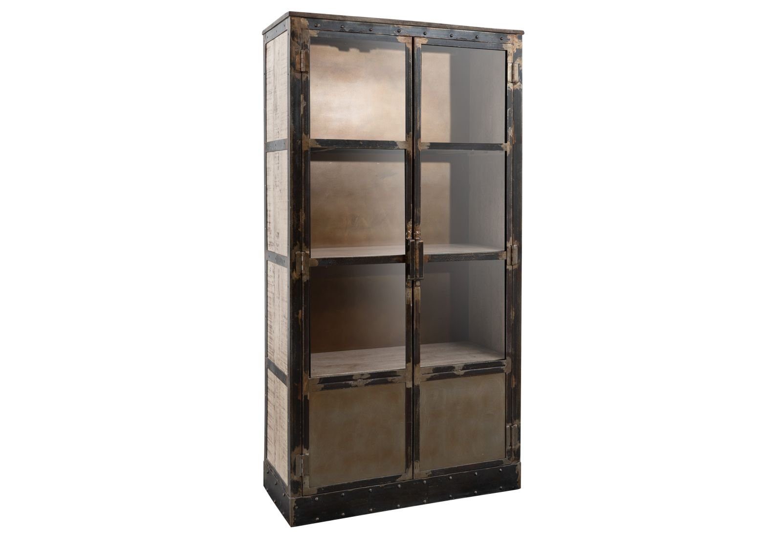 Massivmoebel24 Standvitrine HEAVY INDUSTRY (Vitrine Mango 92x40x185 braun lackiert HEAVY INDUSTRY #243) Vitrine Mango 92x40x185 braun lackiert HEAVY INDUSTRY #243