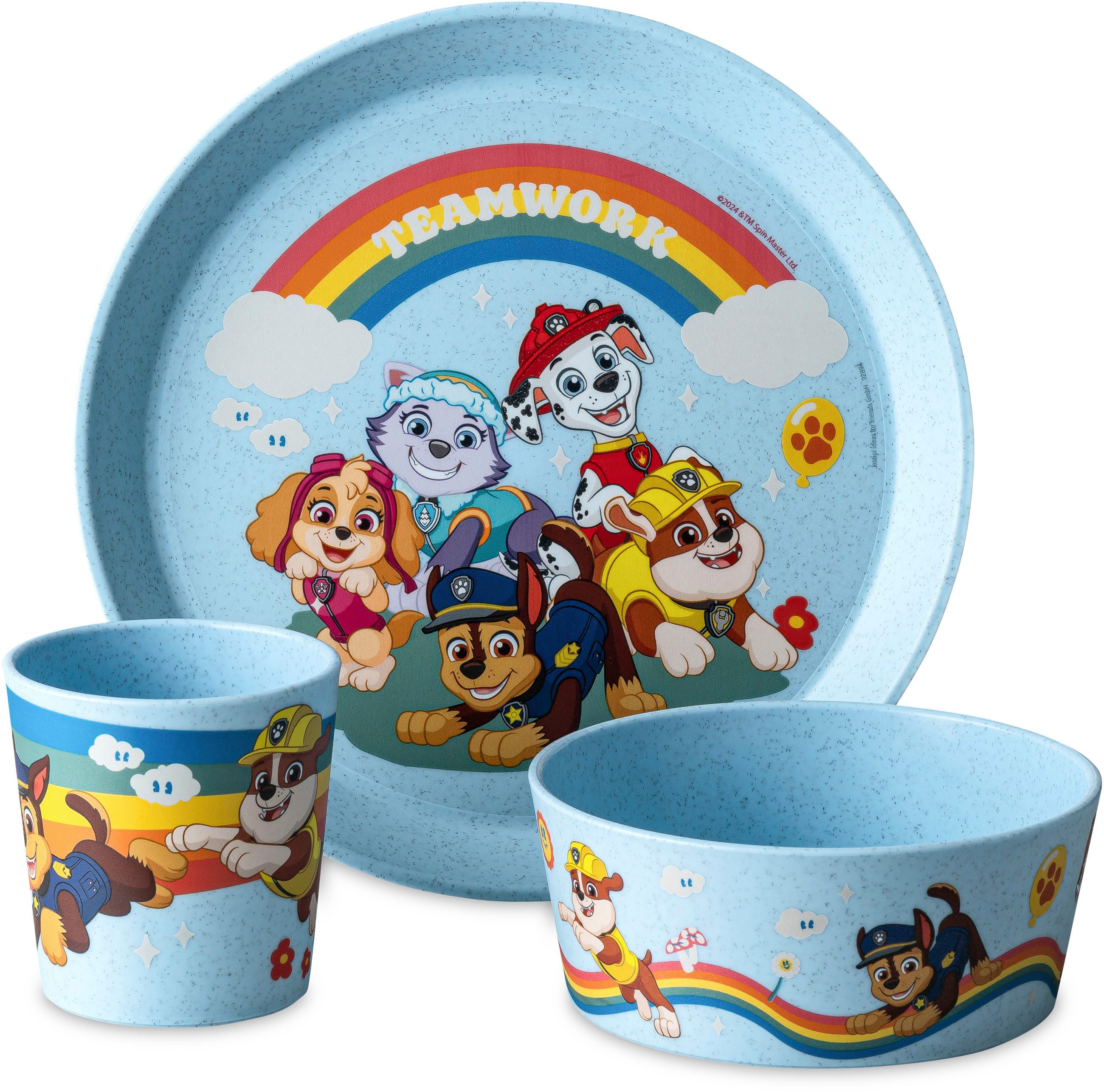 KOZIOL Kindergeschirr-Set Kleiner Teller + Schale + Becher CONNECT GROW PAW PATROL (3-tlg), 1 Personen, Kunststoff, in Deutschland produziert