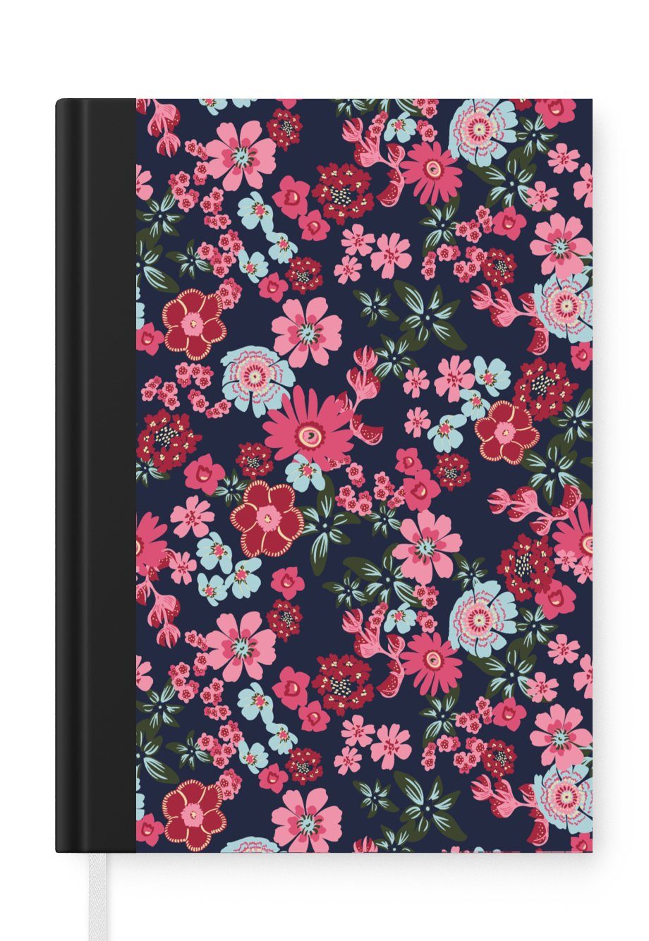 MuchoWow Notizbuch Blumen - Flora - Rosa - Muster, Journal, Merkzettel, Tagebuch, Notizheft, A5, 98 Seiten, Haushaltsbuch