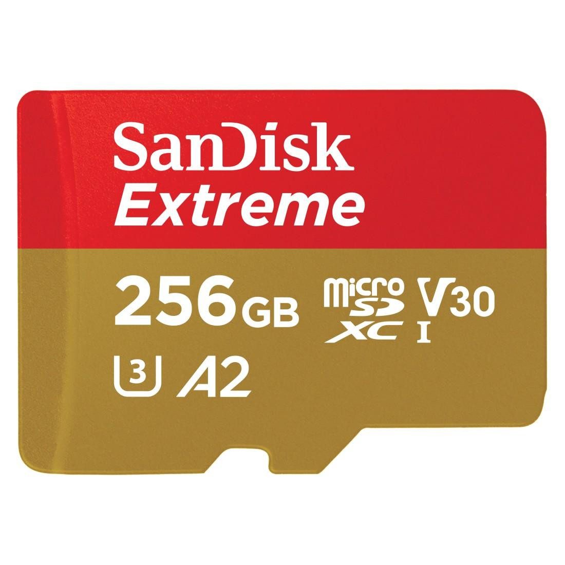 Sandisk microSDXC Extreme Speicherkarte (256 GB, Video Speed Class 30 (V30)/UHS Speed Class 3 (U3)