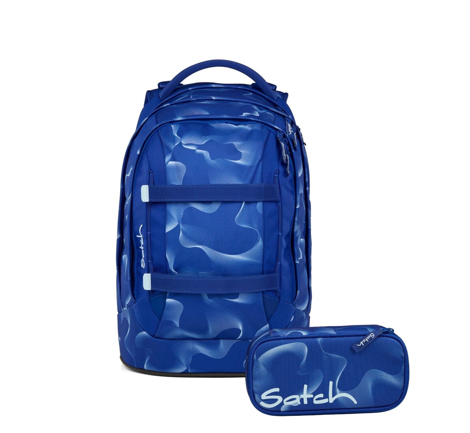 Satch Schulranzen Schulrucksack-Set PACK Vibrant Blue 2-teilig (2-teilig), ergonomisch, Your-Size-System: auf Körpergröße anpassbar