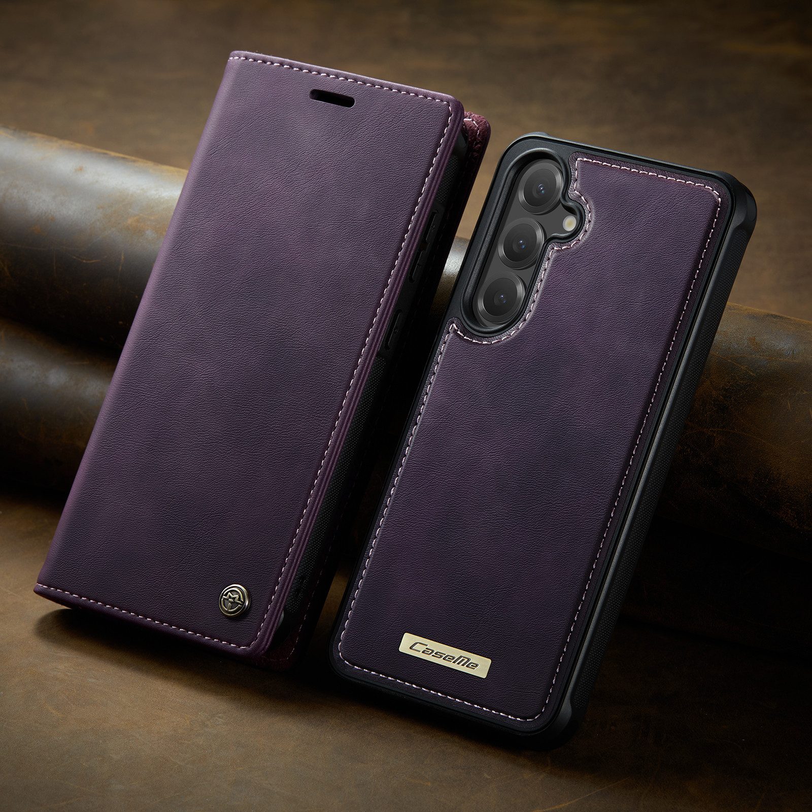 Mycotech Handyhülle Premium 2in1 Klapphülle für Samsung mit abnehmbarem Case Retro Tasche