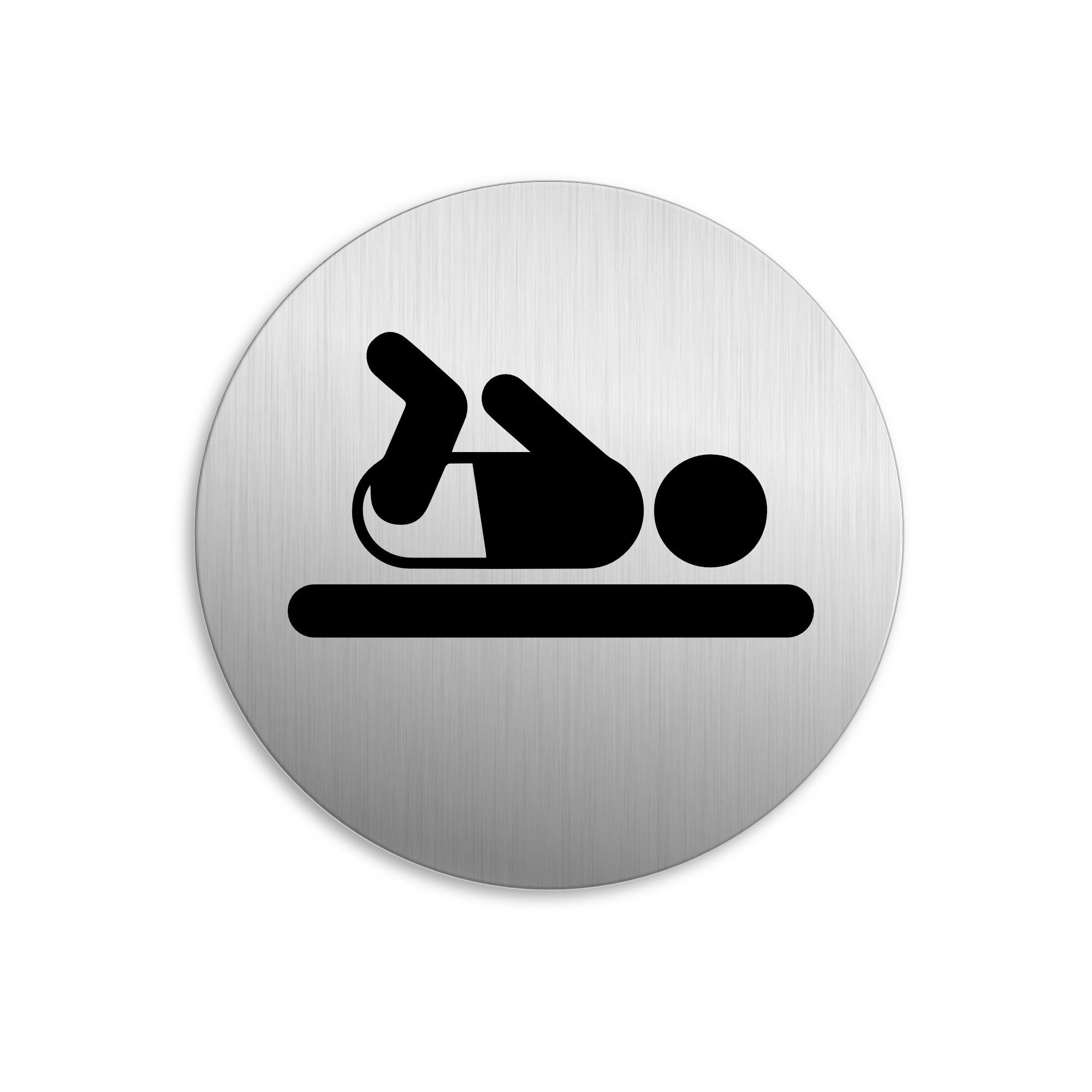 OFFORM DESIGN Hinweisschild Wickeltisch Wickelraum Aluminium Edelstahloptik Ø 75 mm selbstklebend, (1 St)