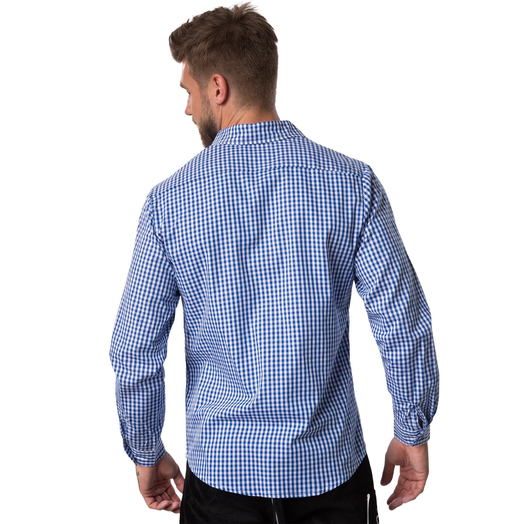 dressforfun Longsleeve Trachtenhemd, Für viele Outfits & Anlässe, Langarmhemd mit (Wiesnhemd, Konfektionsgröße XXL in blau/weiß) Zweifarbiges Karomuster in klei – Bild 4 von 5