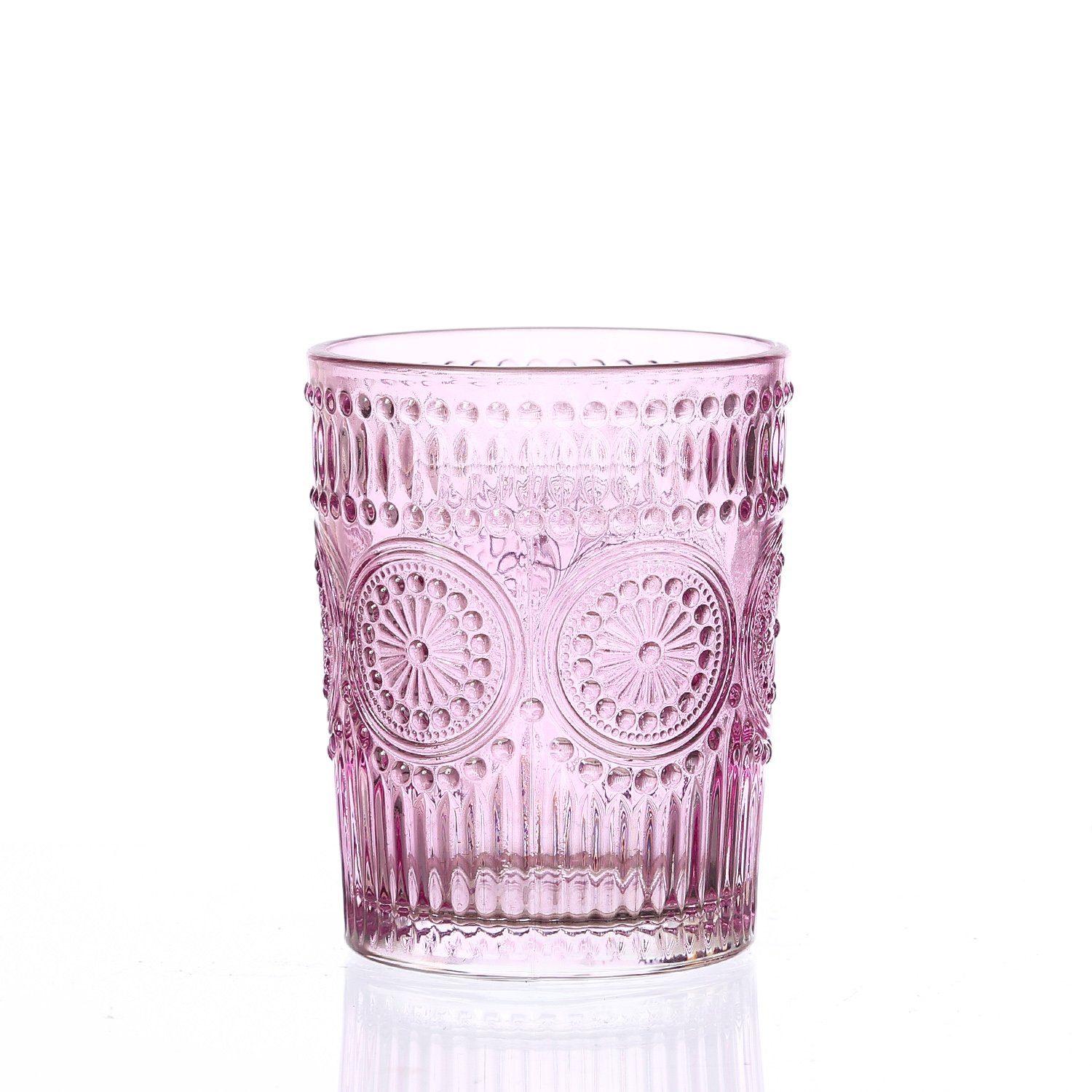 MARELIDA Glas Trinkglas lila 280ml Wasserglas Saftglas Vintage Boho Blumenmuster, 1-tlg., Glas. € 4,99