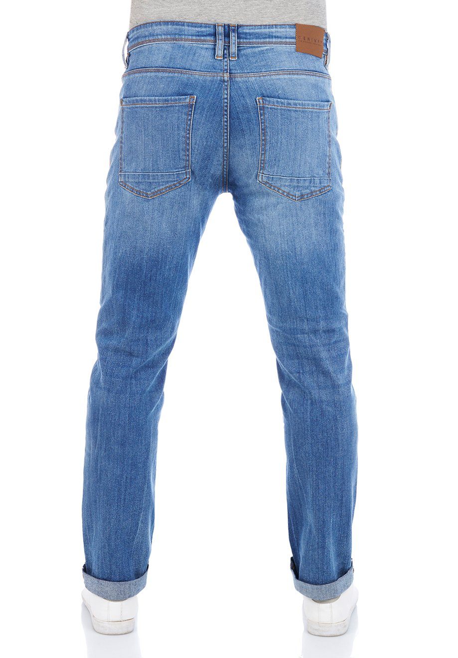 DENIMFY Straight-Jeans Jeanshose DFMiro Straight Stretch (M236) Herren Middle Jeanshose Denim Blue mit Fit