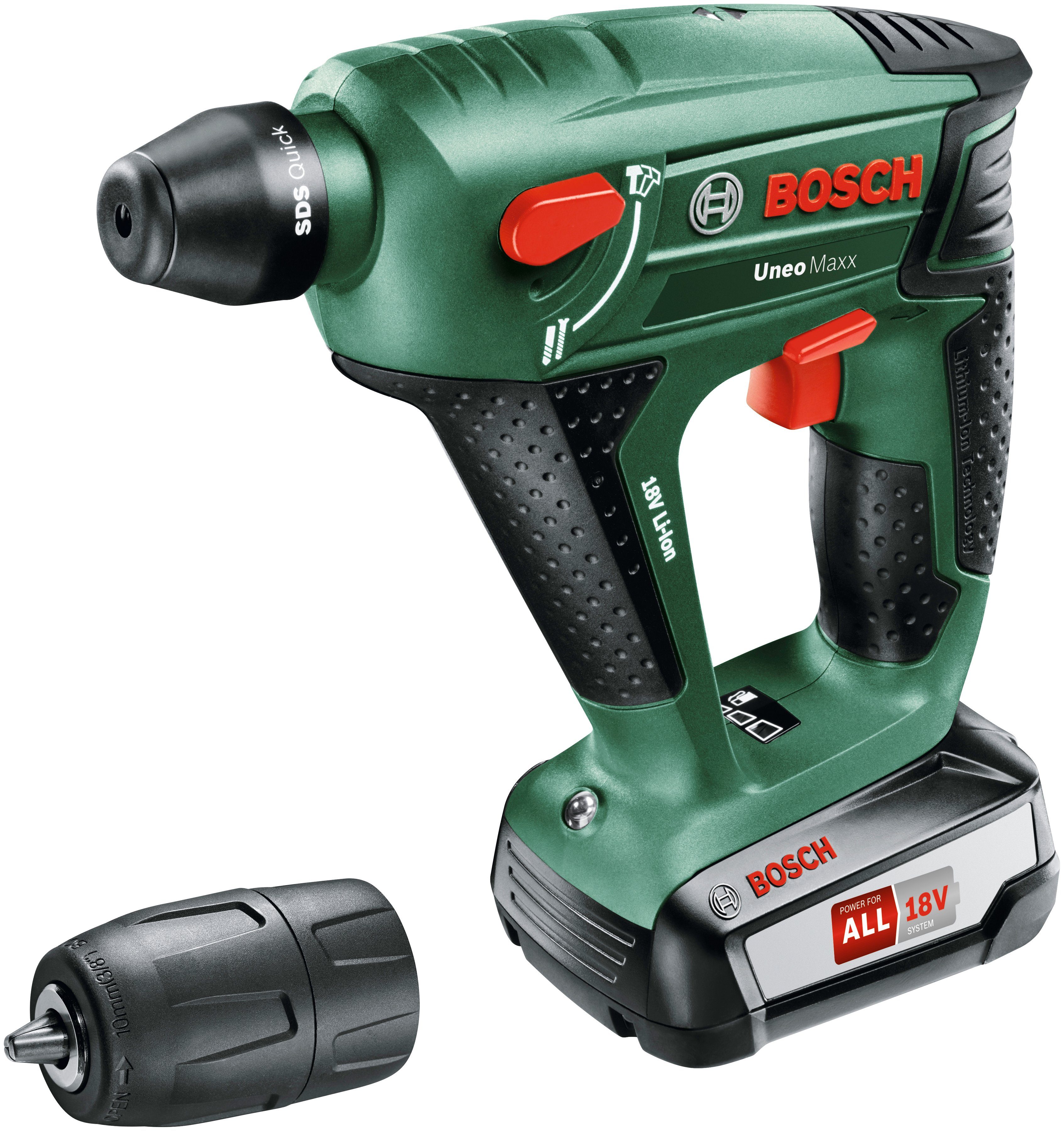 Bosch Home & Garden Akku-Bohrhammer Uneo Maxx, max. 900 U/min, (Set), inkl. 1 Akku, Ladegerät, Koffer