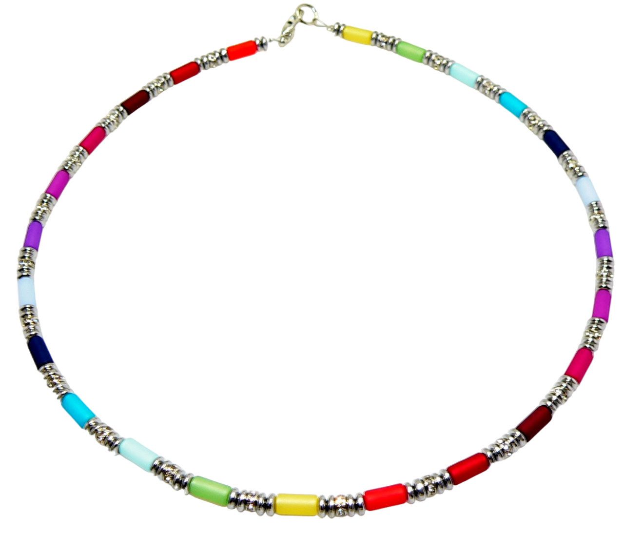 traumschmuck Collier 035 zarte Halskette Walzenkette Walze Polaris Hämatit silber Strass, (incl. Schmuckbox), handgefertigt, Made in Germany