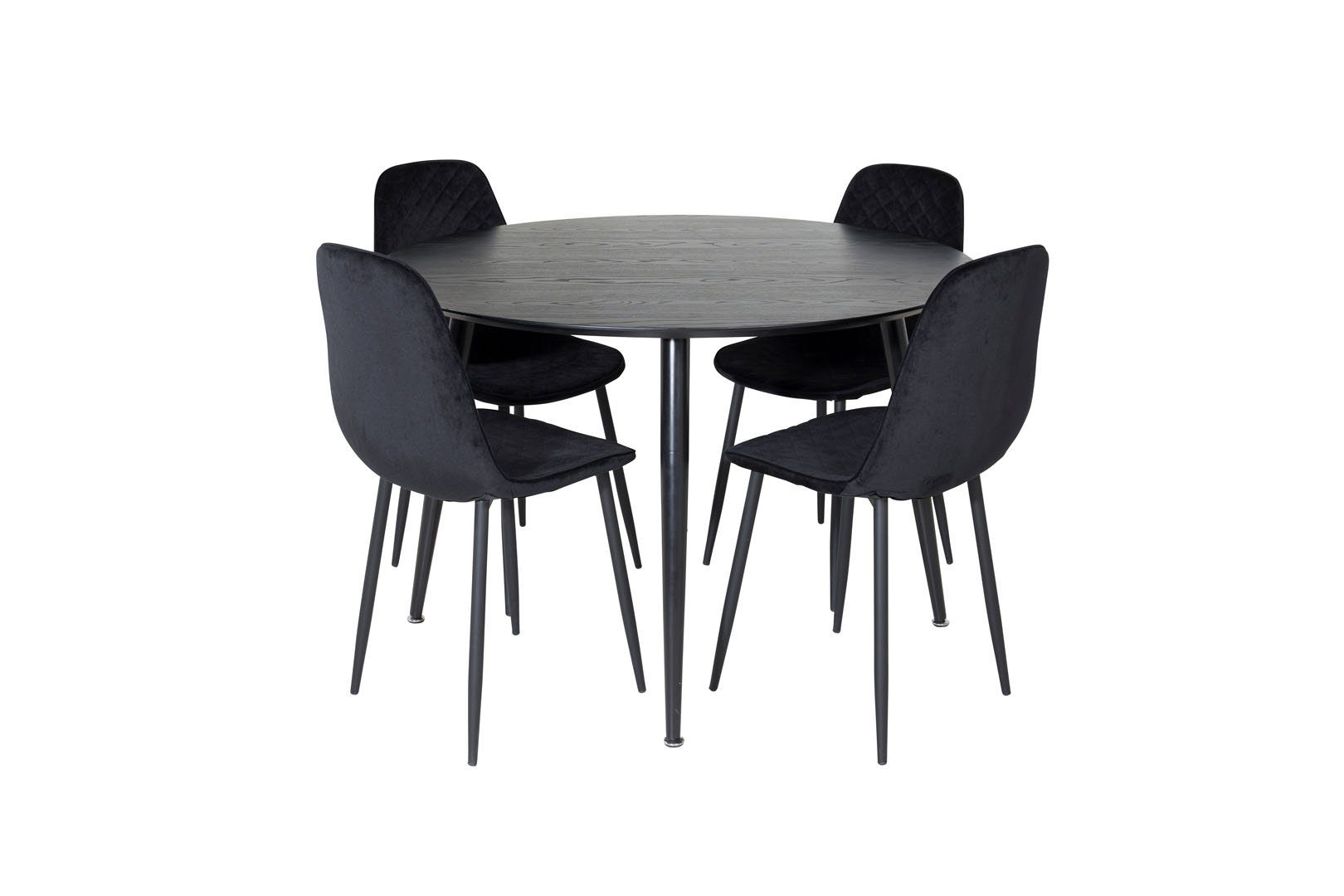 ebuy24 Essgruppe Esstisch Pola, 4 (5-tlg) Essgruppe DippØ115BLBL schwarz und