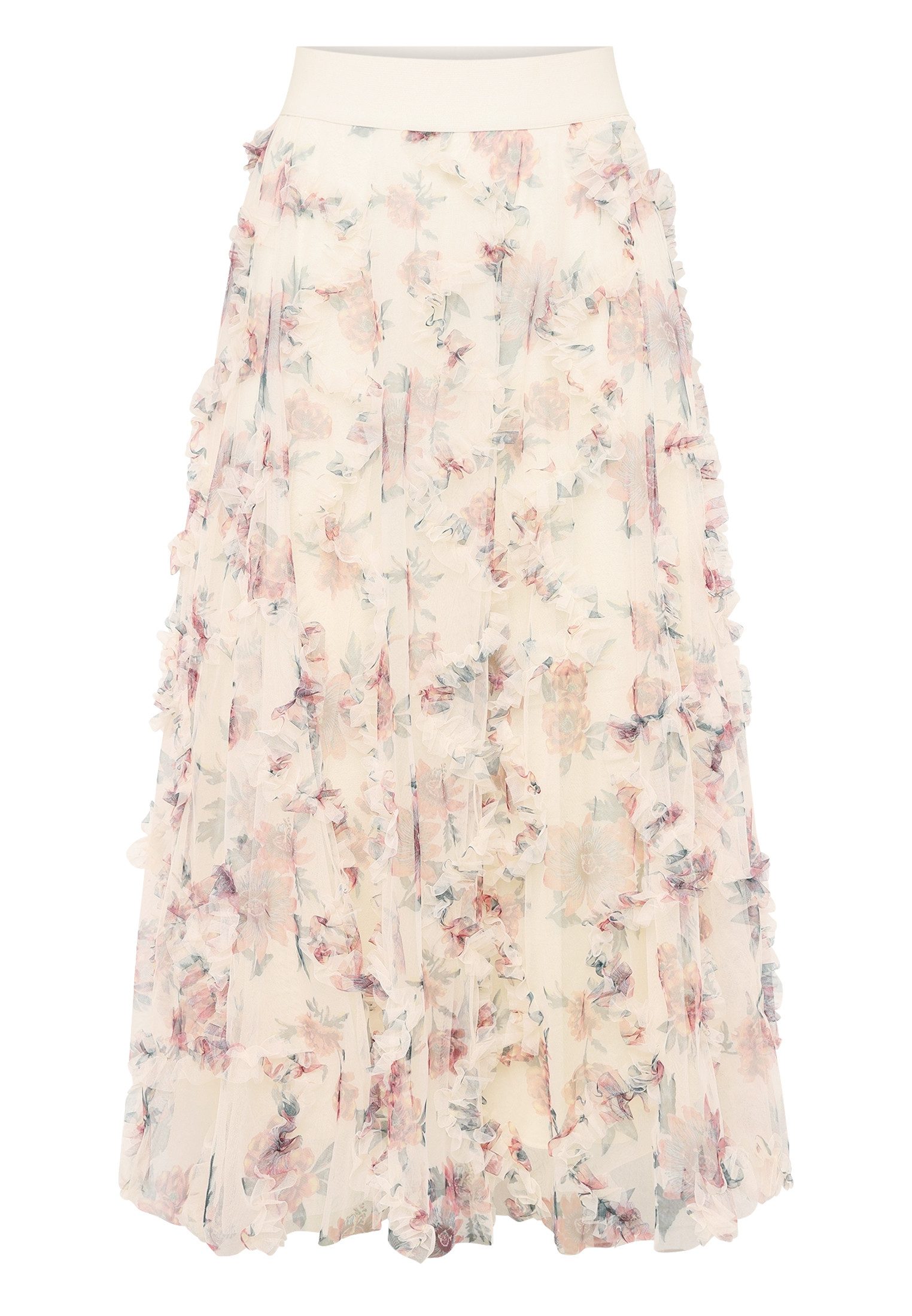 Zero Midirock Damen mit Blumenprint Raffungen günstig online kaufen