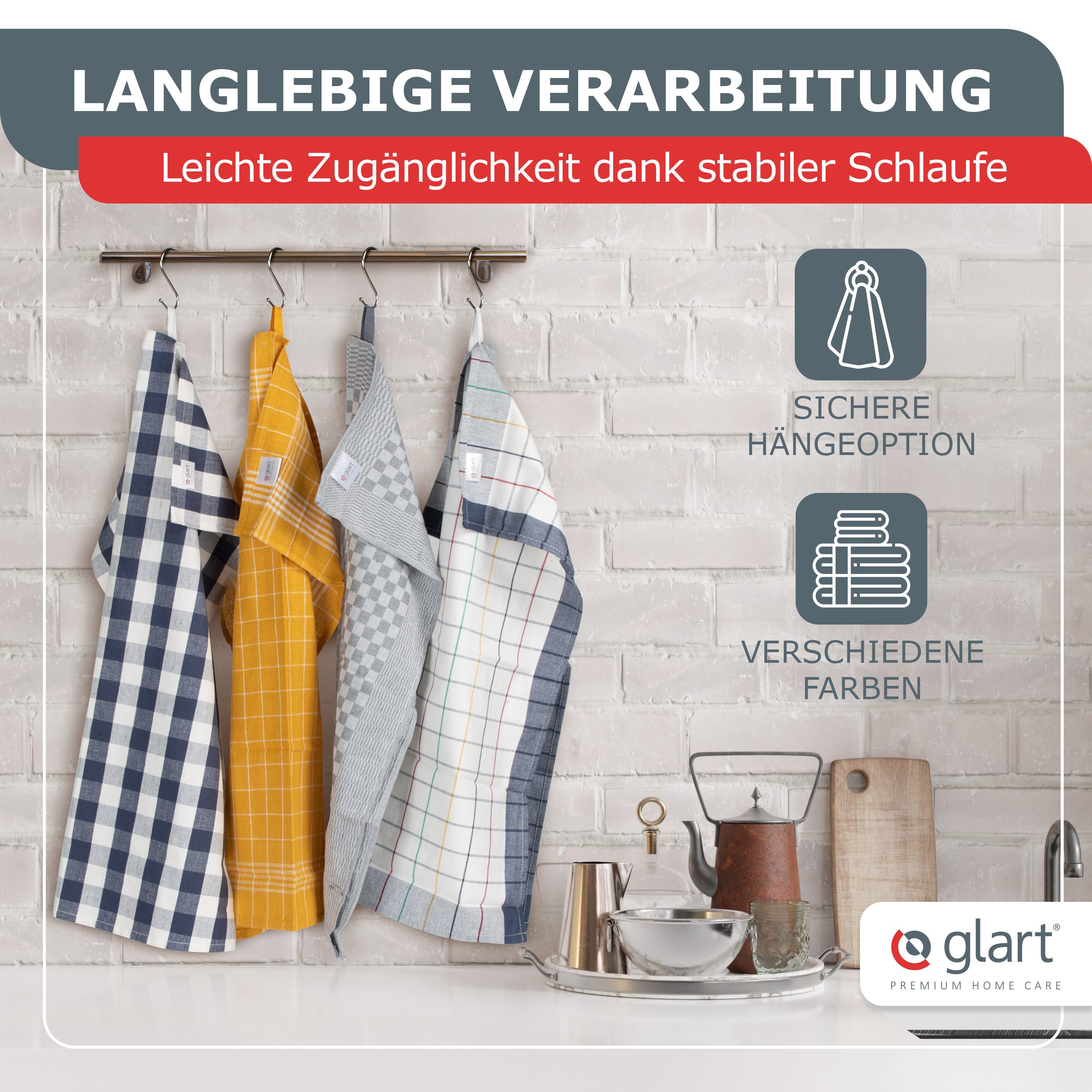 Glart Geschirrtuch 48GI2 10 St. Geschirrtücher Küchentücher 50x70 cm 100% B günstig online kaufen