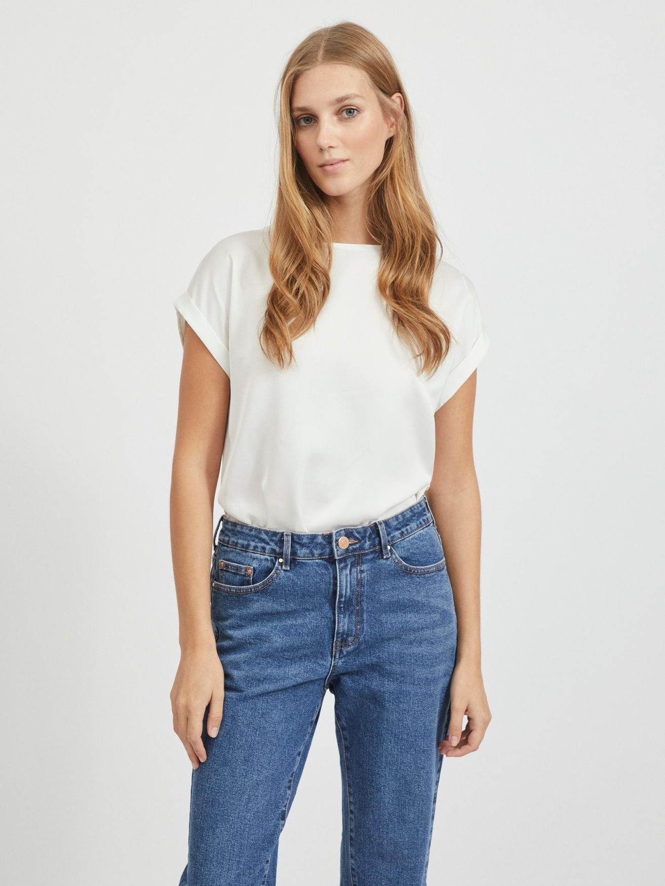 Vila T-Shirt Satin Blusen Kurzarm Basic günstig online kaufen