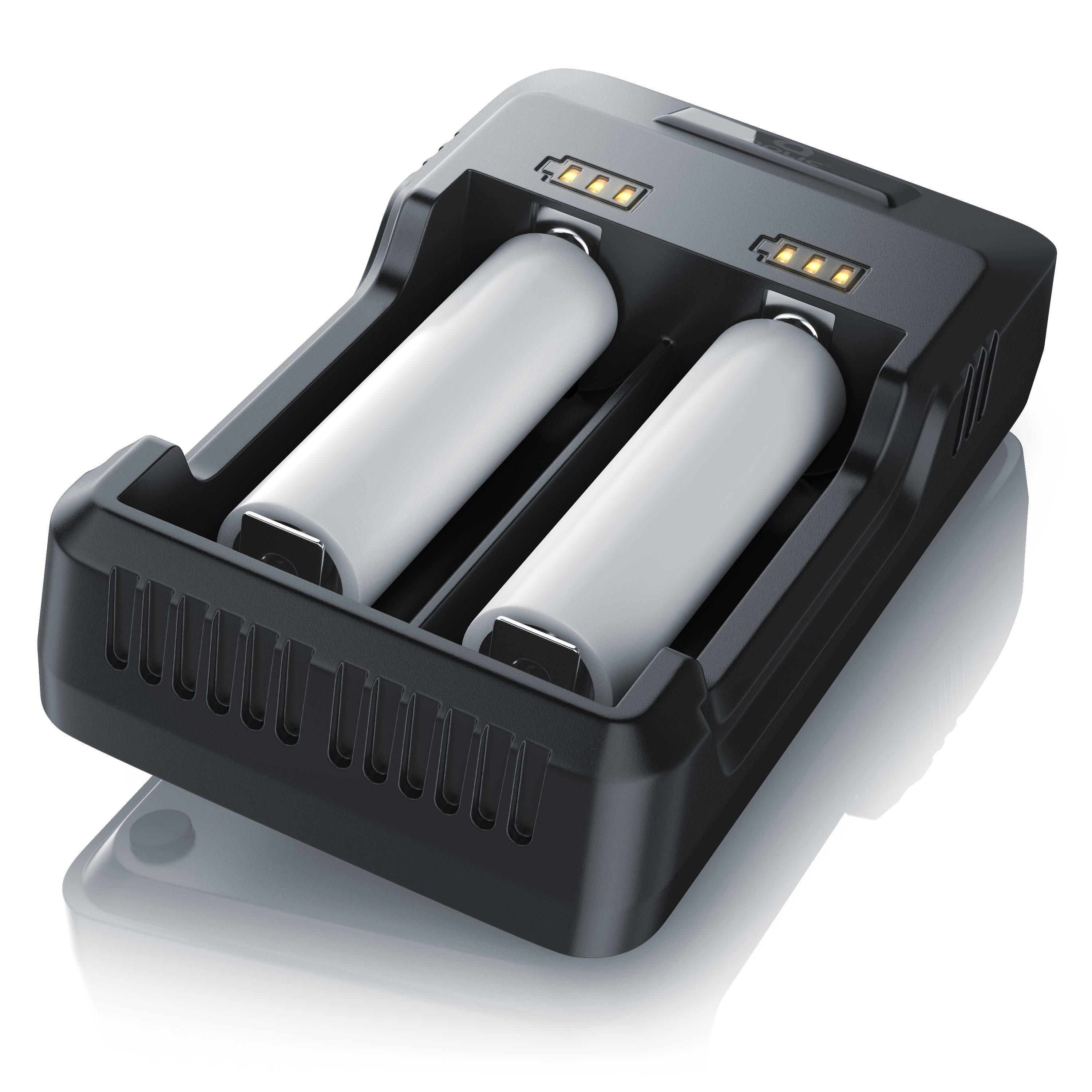 Aplic Batterie-Ladegerät (2000 mA, USB Akku Lader mit zwei Steckplätzen für Ni-MH / Ni-Cd / Li-ion Akkus)