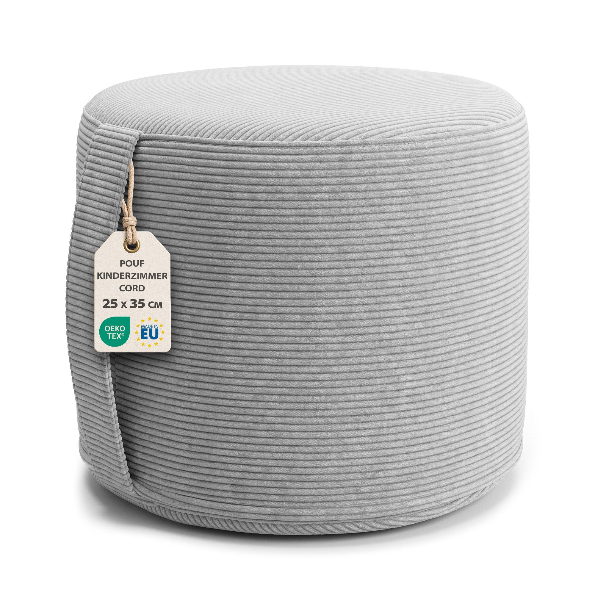 Totsy Baby Sitzsack Kinderhocker rund gepolstert – Weicher Sitzhocker fürs Kinderzimmer
