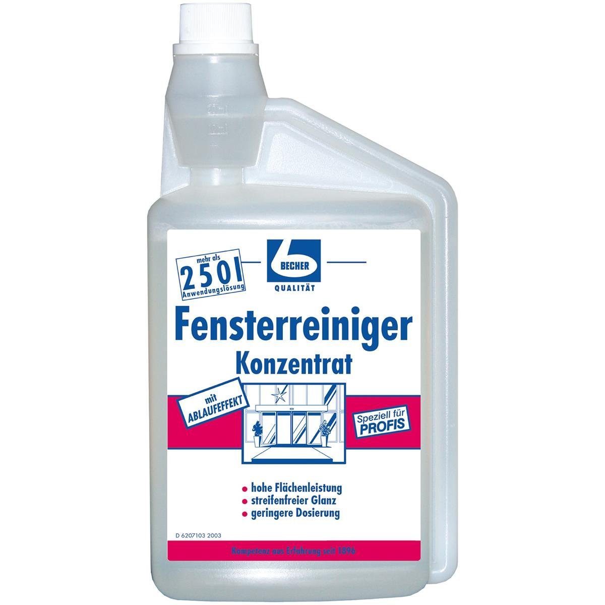 Dr. Becher Dr. Becher Fensterreiniger Konzentrat 1L für Glasflächen geeignet (1er Glasreiniger