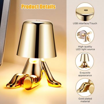 BlingBin LED Tischleuchte Tischlampe mit Touch Steuerung, Thinker Statue Gold Man Dekorative, Sitzhaltung, LED fest integriert, weißes licht, warmweißes licht, warmes licht, USB Charging 3 Helligkeitsstufen